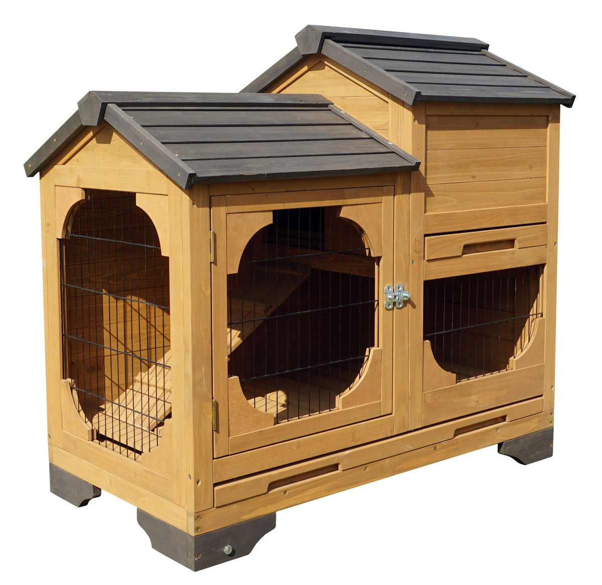 zoovilla Indoor and Outdoor Bunny Hutch with Removable Tray and Wheels