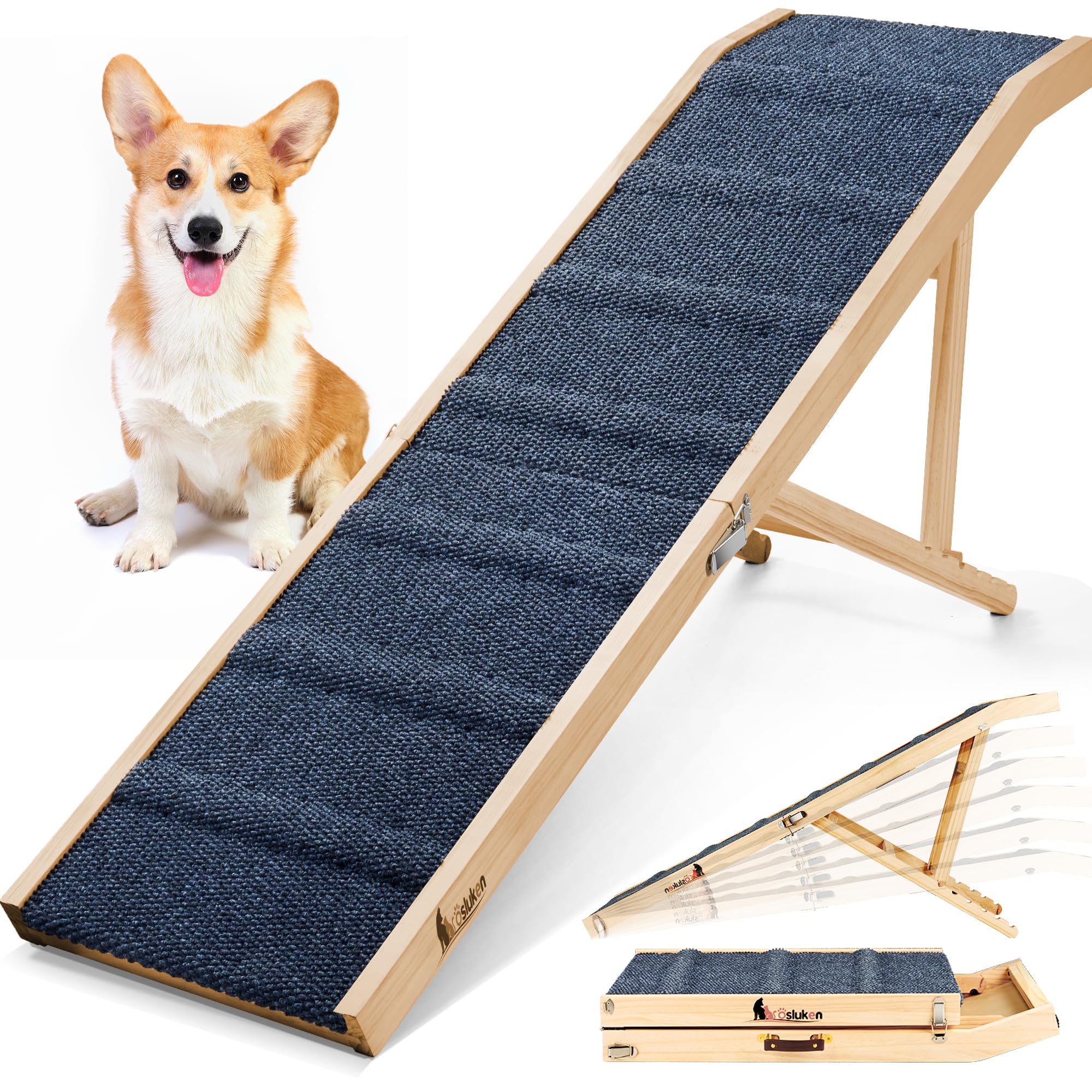 ???????? ???????????????? Dog Ramp For Bed, 63'' Long Foldable Pet Ramp For Small Large Dogs, Dog Ramps For High Beds Car, High 