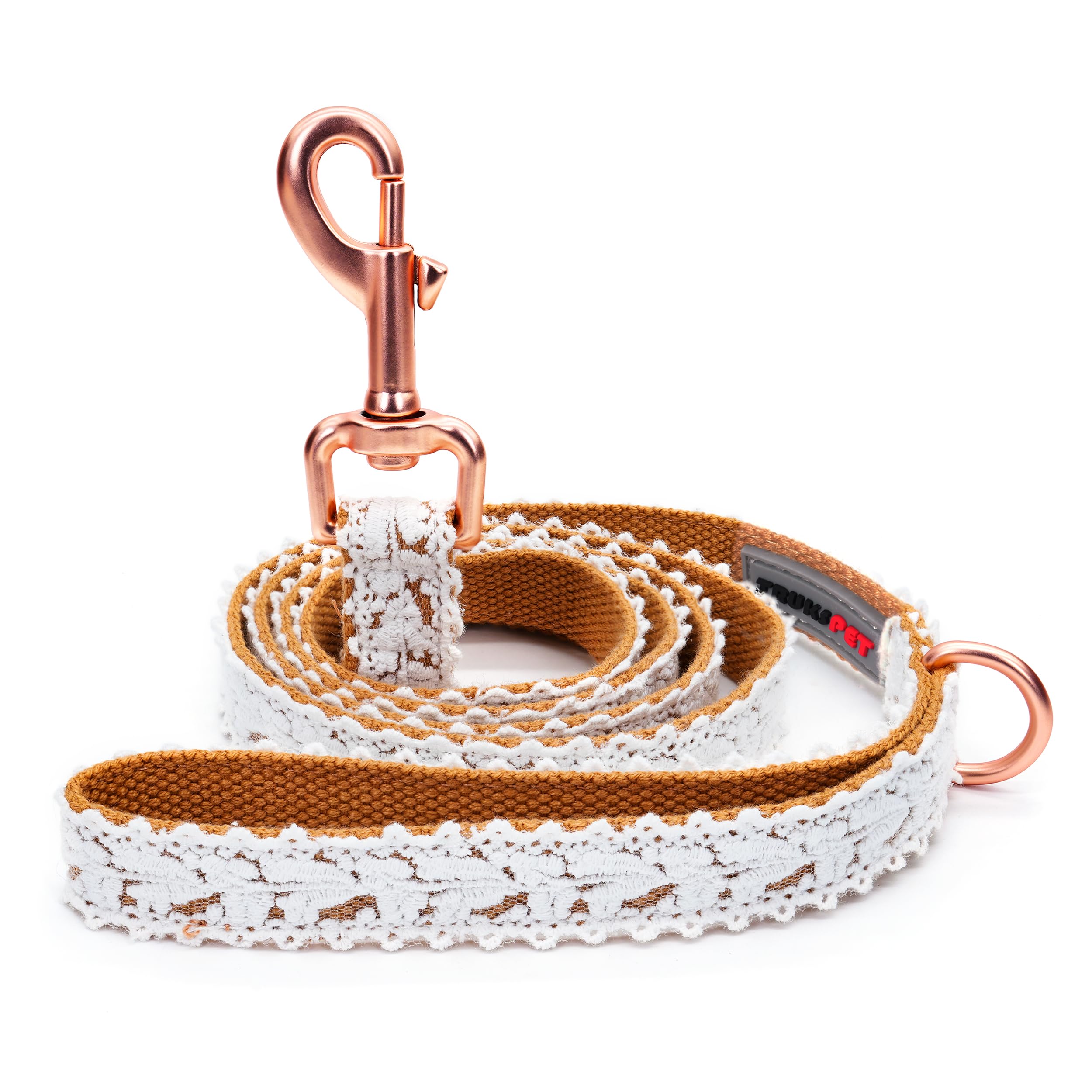 Dog Leash Cotton Lace Handmade 4-5 Ft Adjustable Comfortable Unique Leashes For Small Medium Large Dogs Brown Single