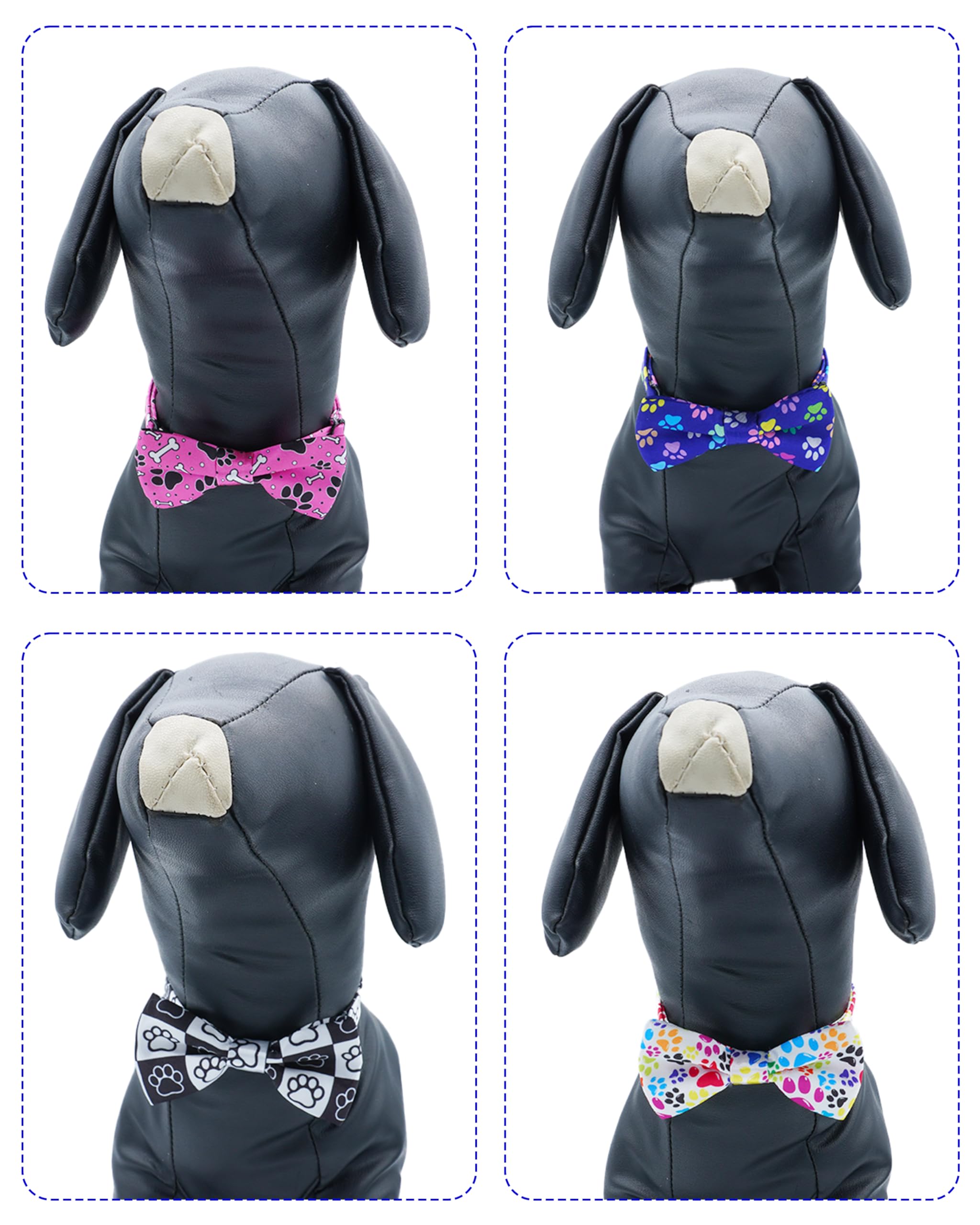 Pet Show 50 Pack Paw Print Dog Bow Ties Collar For Large Medium Dogs Adjustable Bowties Neckties Bowknots Bulk Pet Grooming Acce