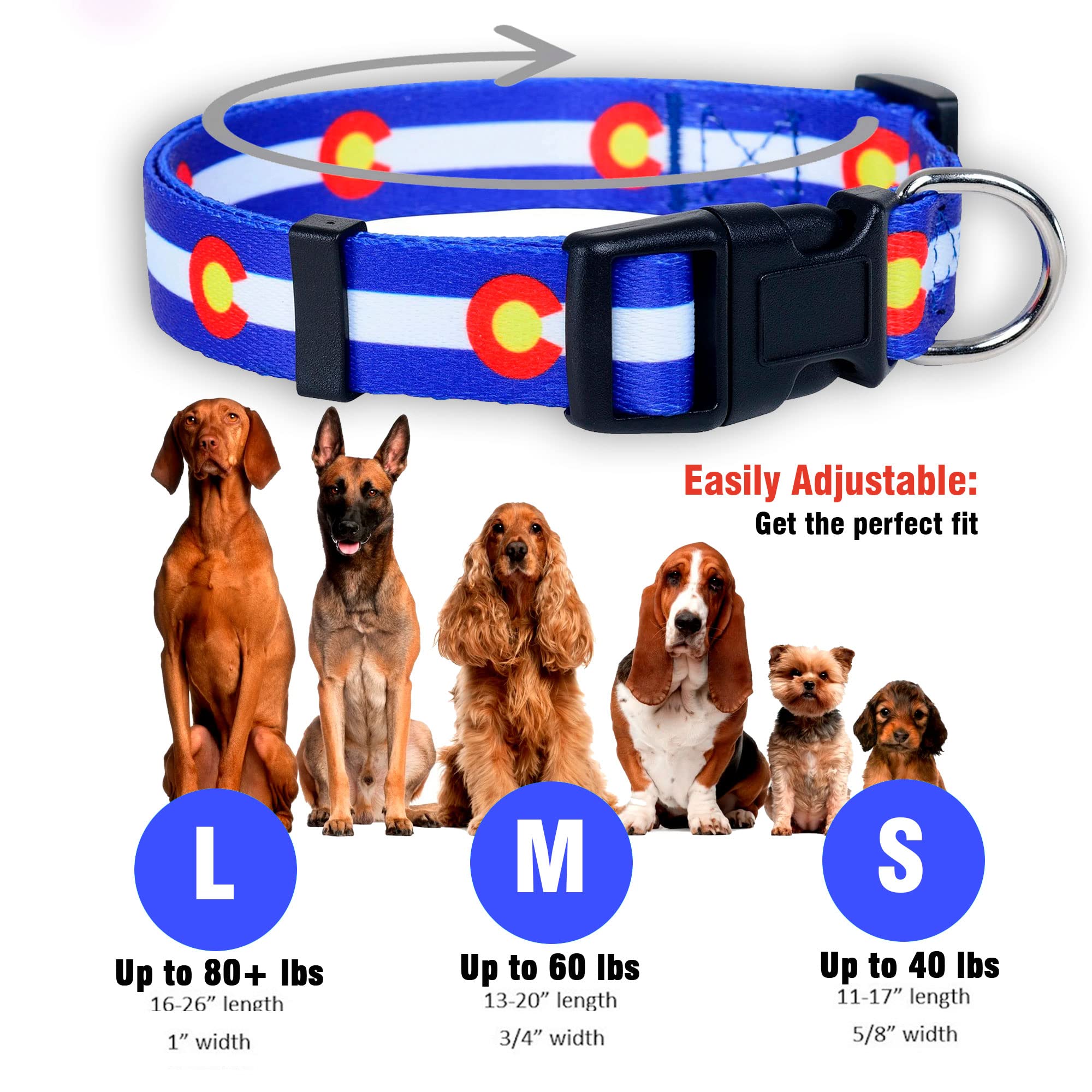 Native Pup Colorado Flag Dog Collar (Colorado Blue, Small)