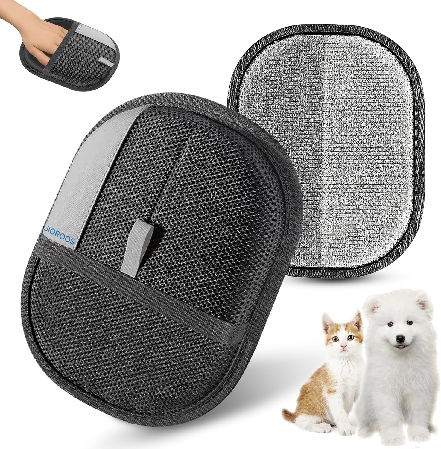 Jioroos Pet Hair Removal Glove for Cats & Dogs, Upgraded Electrostatic Reusable Pet Hair Remover Tool, Magic Fur Removal Mitt fo
