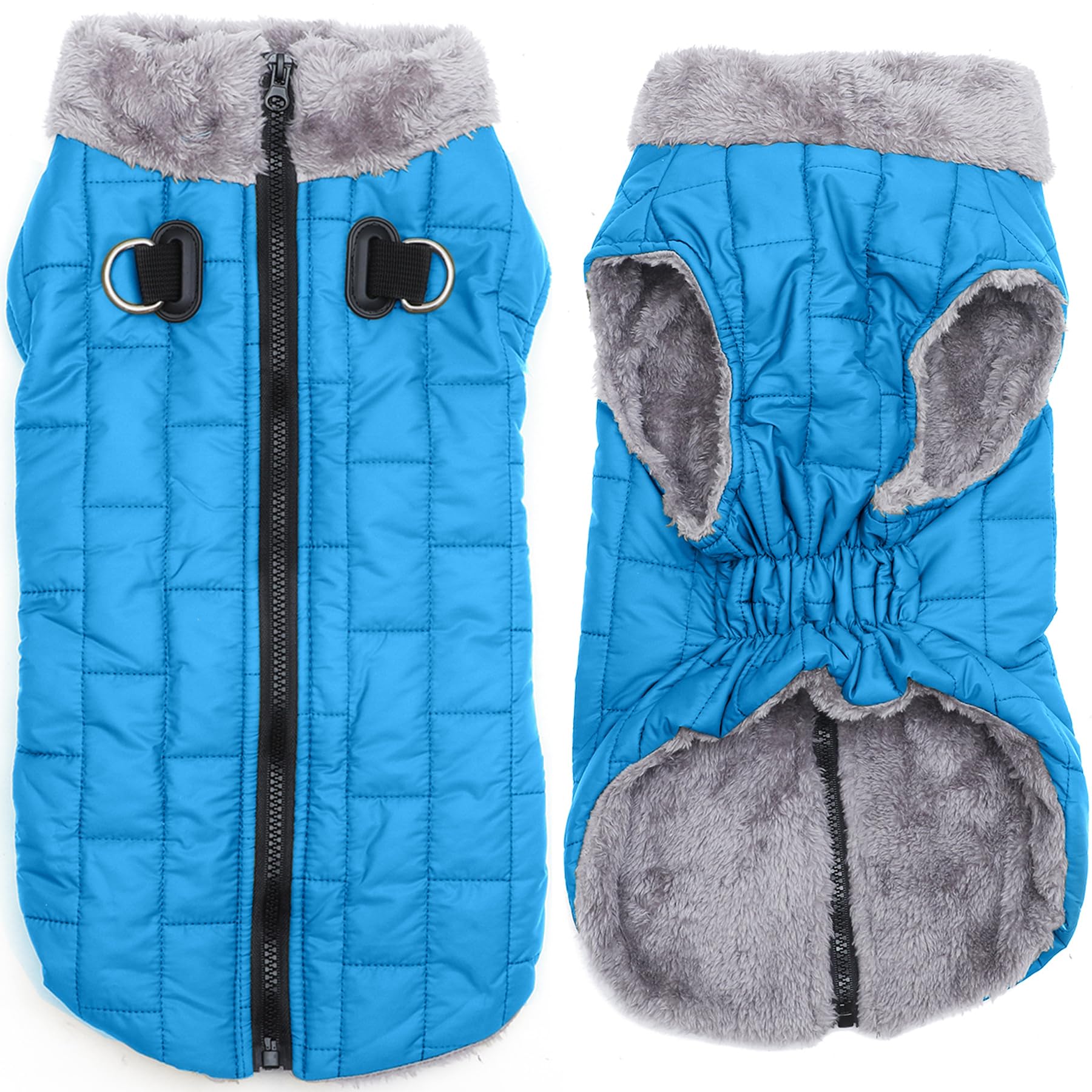Joydaog Warm Fleece Dog Coats With Durable Harness Buitl In D-Ring,Waterproof Doggie Jacket For Medium Dogs,Dog Vest For Cold Wi