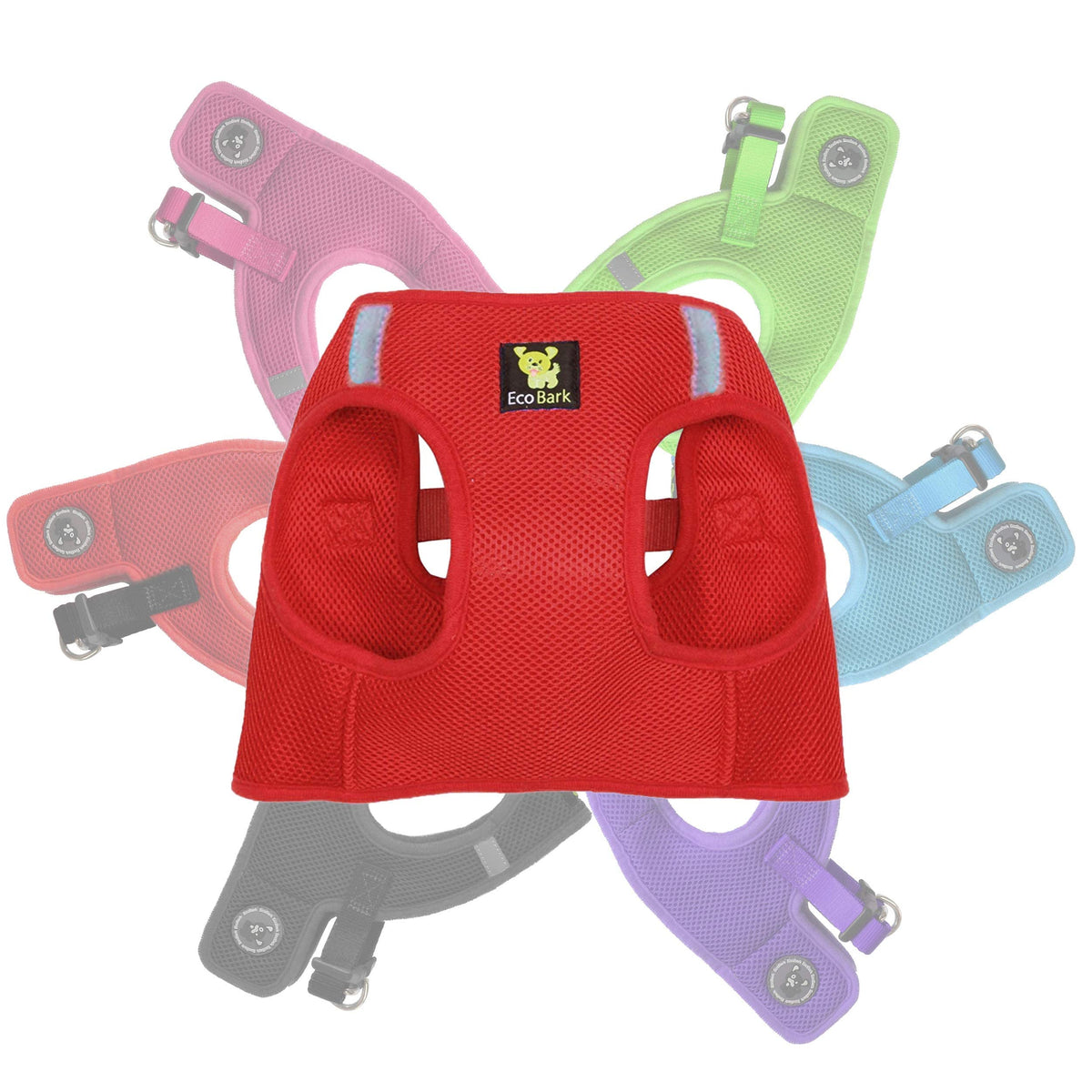 Ecobark Step In Dog Harness - Eco-Friendly Small Dog Harnesses For Small & Medium Breed Dogs - Reflective And Adjustable Body Halter Vest - Soft Mesh Harness (Red, Medium)