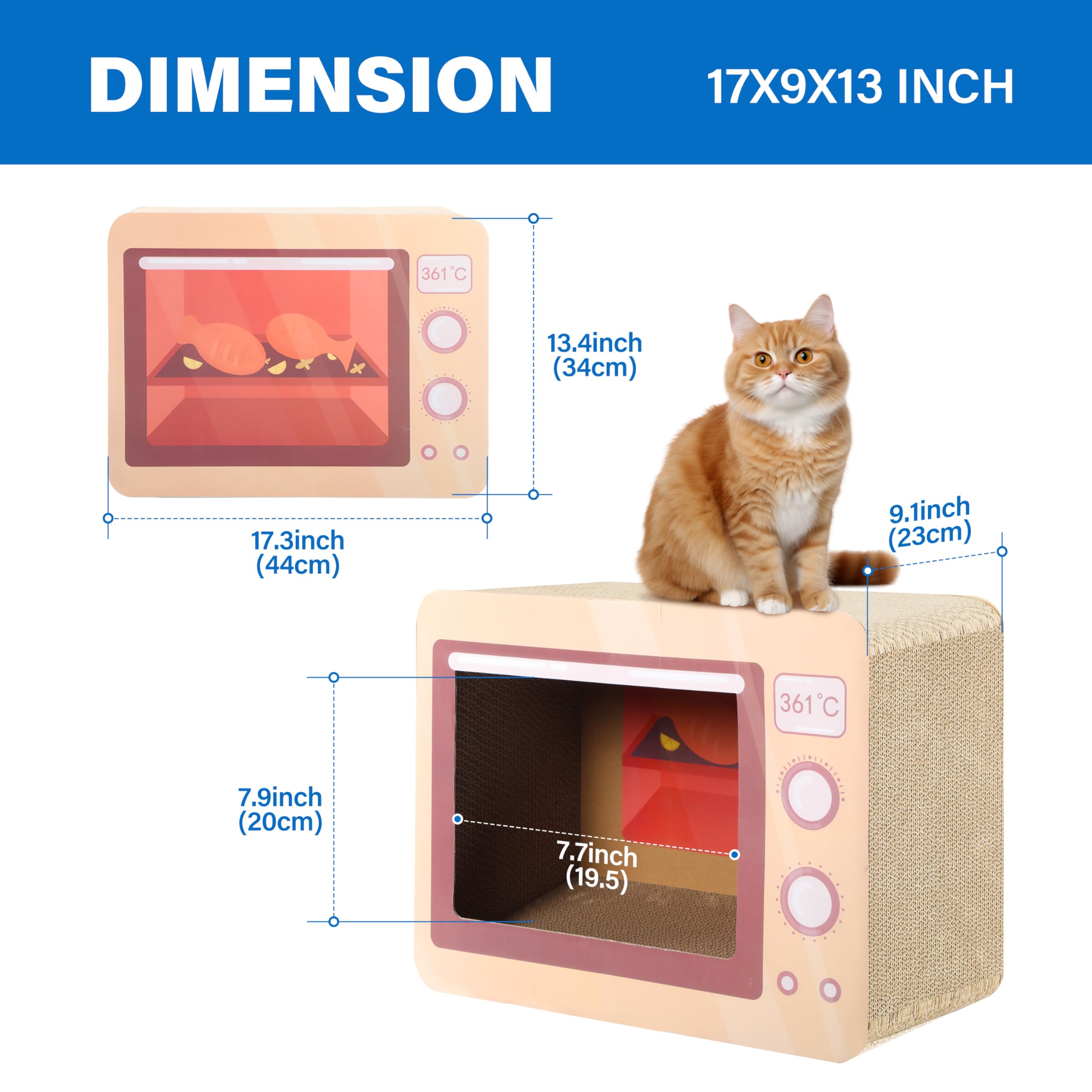 Fluffydream Oven Cat Scratcher Board - Durable Lounge Bed For Cats - Indoor Scratch Pad & Play House - Corrugated Toy For Cat Bi