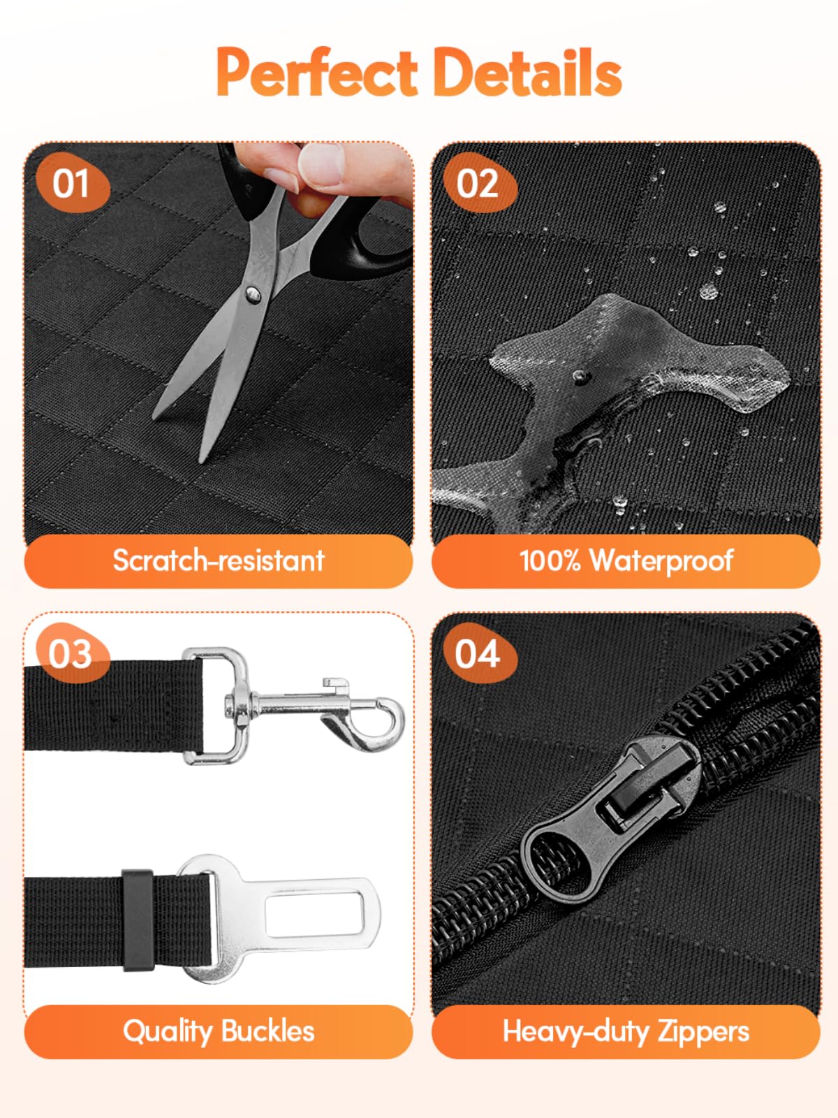 Turosur Dog Car Seat Cover For Back Seat Covers With Hard Bottom Waterproof Car Travel Bed With Mesh Window Pet Backseat Extende