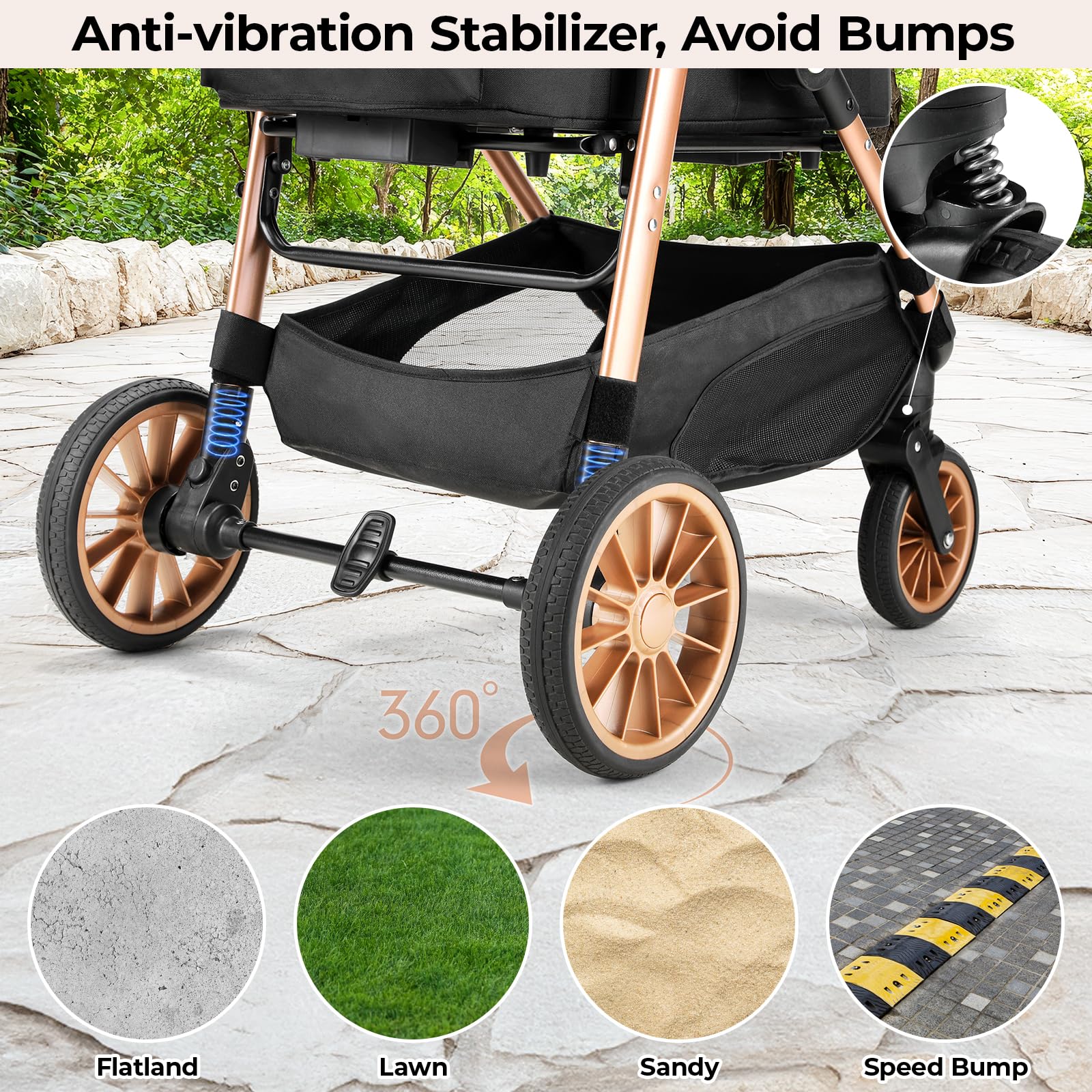 Mamizo Pet Stroller For Medium Dogs And Cats Up To 55Lbs, Premium 3-In-1 Cat And Dog Stroller, With Detachable Carrier And One-C