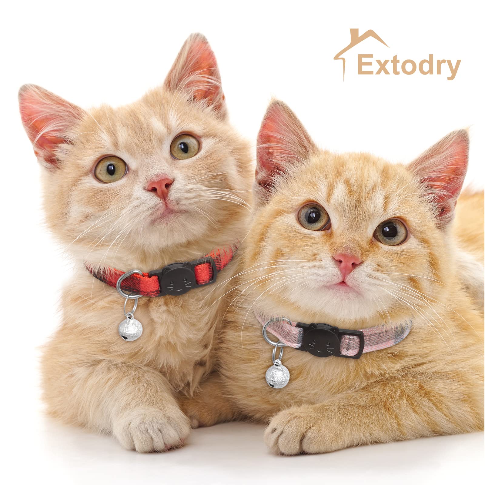 6 Pack Classic Plaid Cat Collars With Bells - Breakaway Kitten Collar And Adjustable 6-9 In,Cute Kitty Collar For Girl Boy Cats,