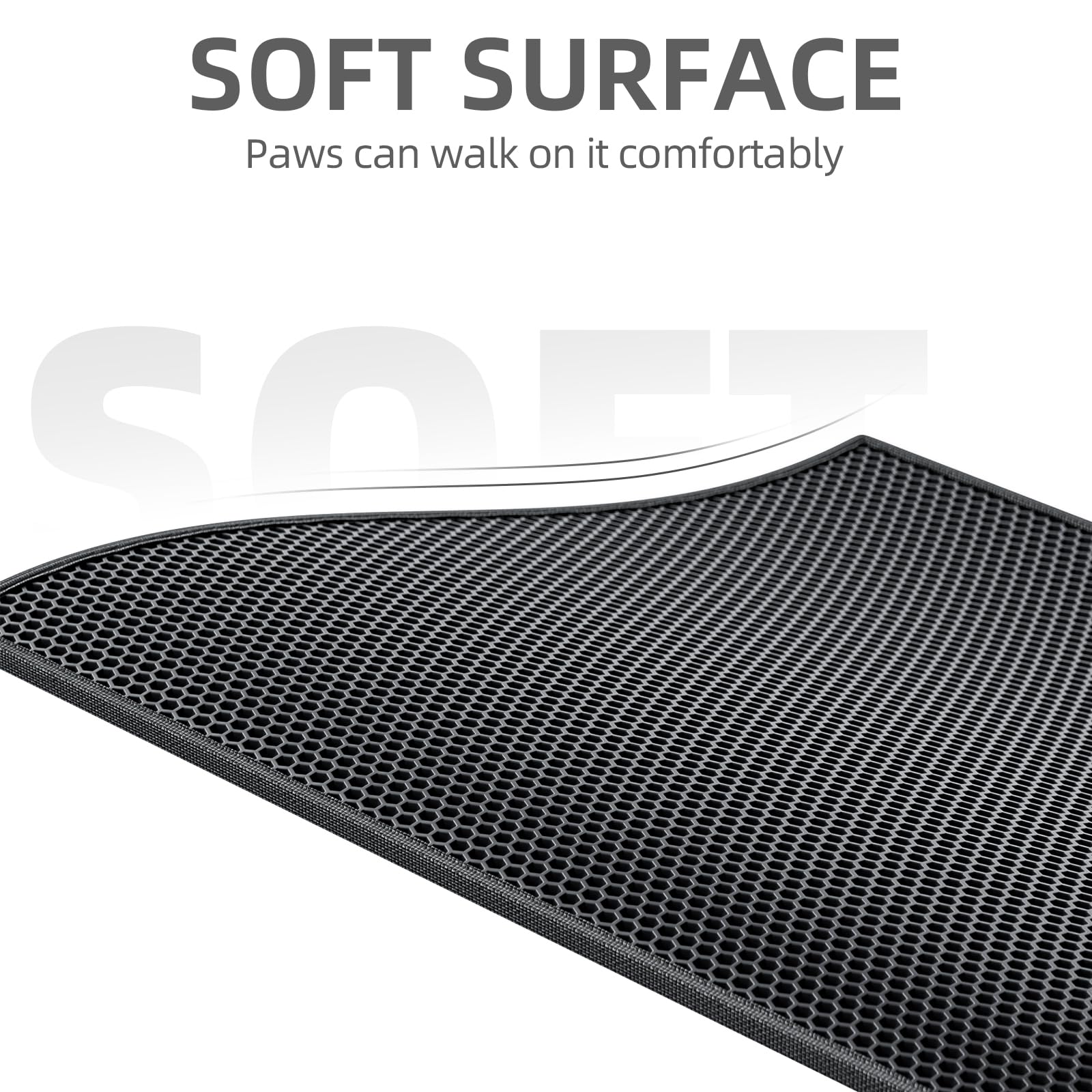 Esthello Cat Litter Mat, Cat Litter Trapping Mat, Honeycomb Double Layer Design, Easy To Clean,Washable (24  X 15  Black