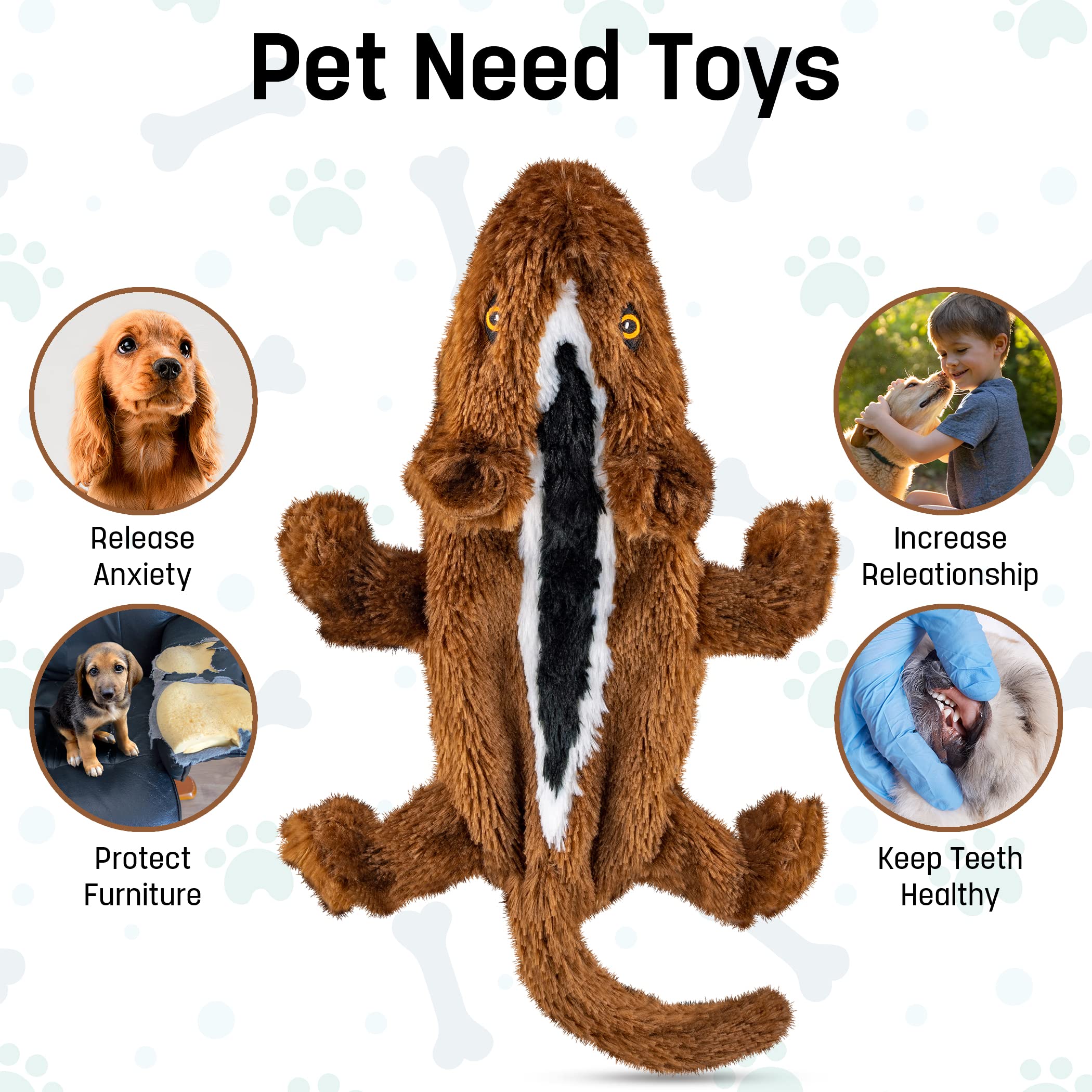 Fga Marketplace Pack Of 7 Flat No Stuffing No Squeak Plush Dog Toys, Funny Style Will Entertain Your Dog For Hours, Recommended For Small And Medium Dog 21 Inch Long
