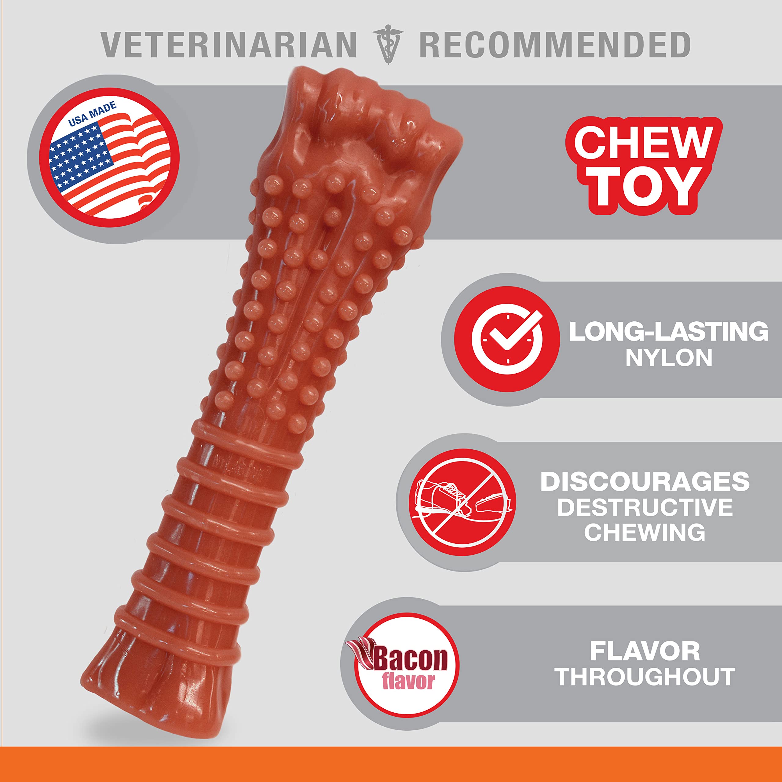 Nylabone Dura Chew Textured Toy, X-Large - Bacon Flavored Bone ( Standard Packaging )