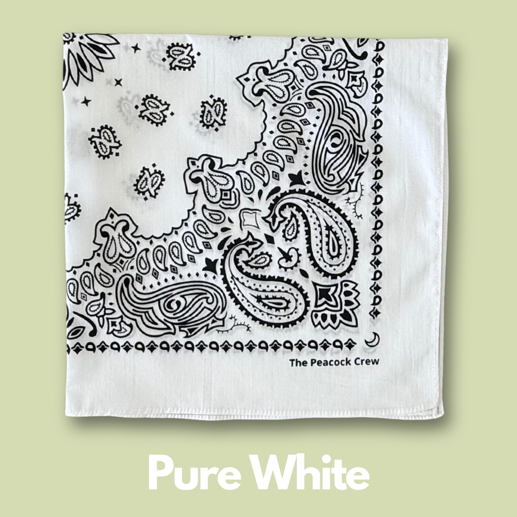 The Peacock Crew Pack of 4 Cotton Bandanas - Premium Paisley Print in Black, White, Red, Navy - Model 69