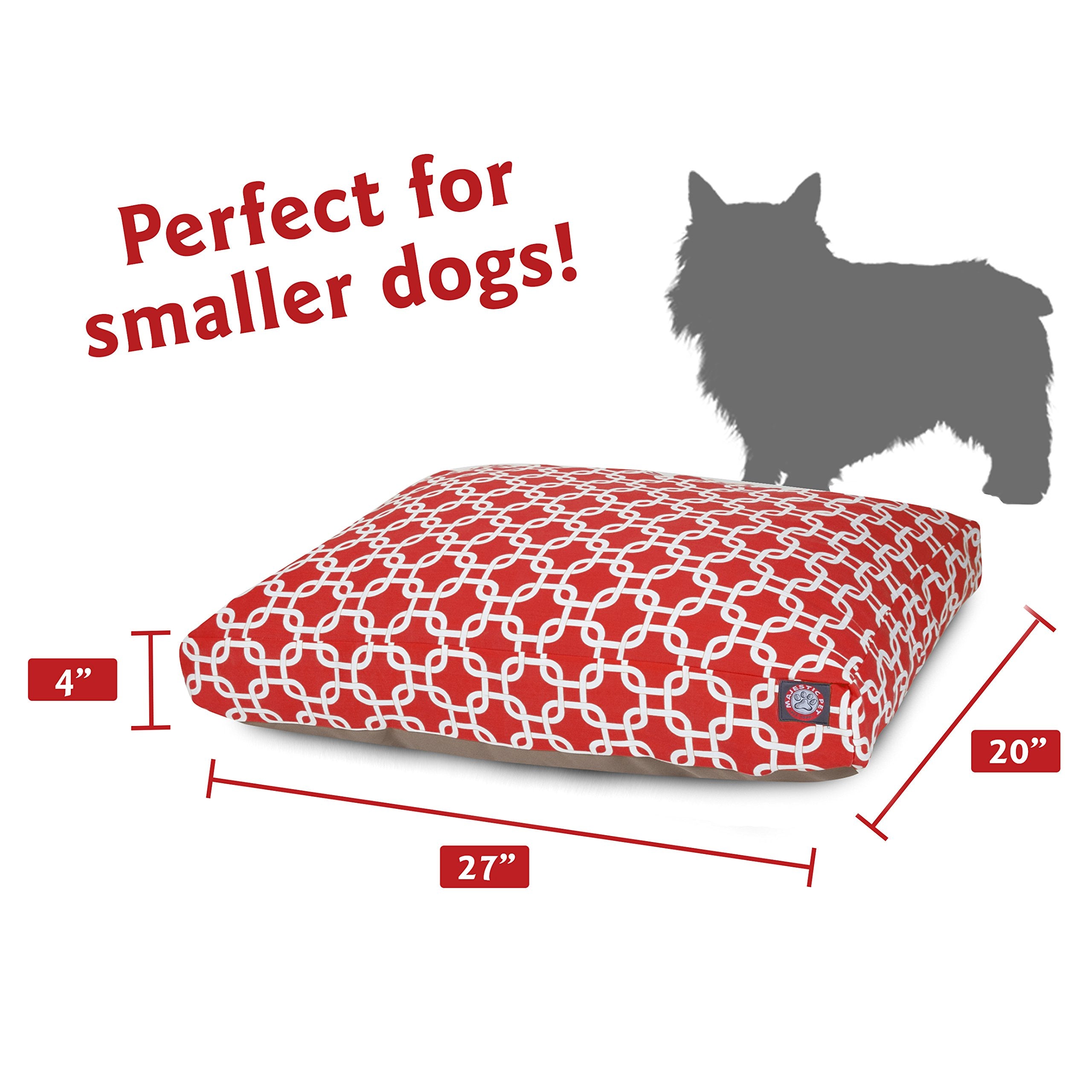 Red Links Small Rectangle Indoor Outdoor Pet Dog Bed With Removable Washable Cover By Majestic Pet Products