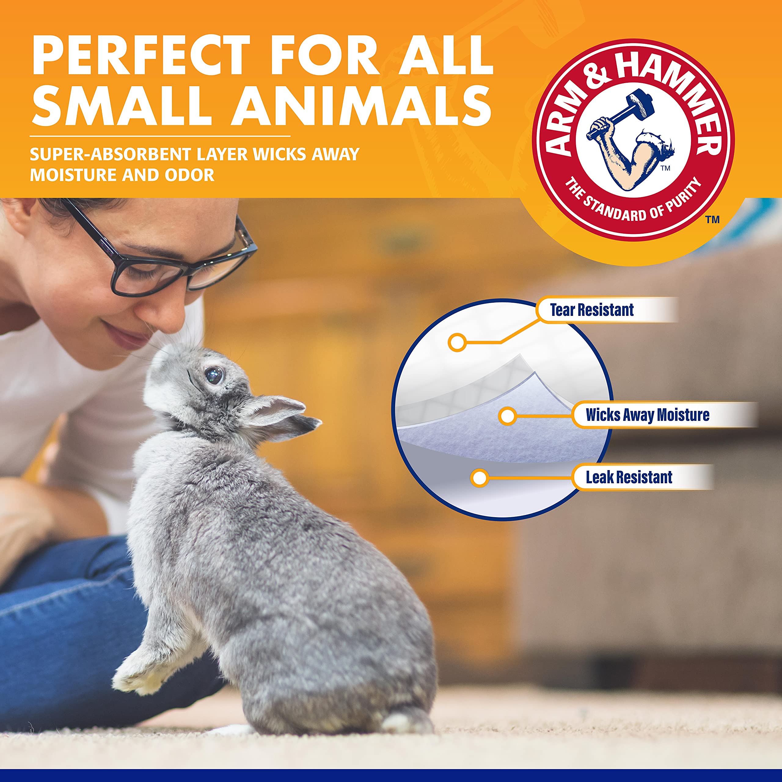 Arm & Hammer For Pets Super Absorbent Cage Liners For Guinea Pigs, Hamsters, Rabbits & All Small Animals | Best Cage Liners For Small Animals, 7 Count Small Animal Pet Products