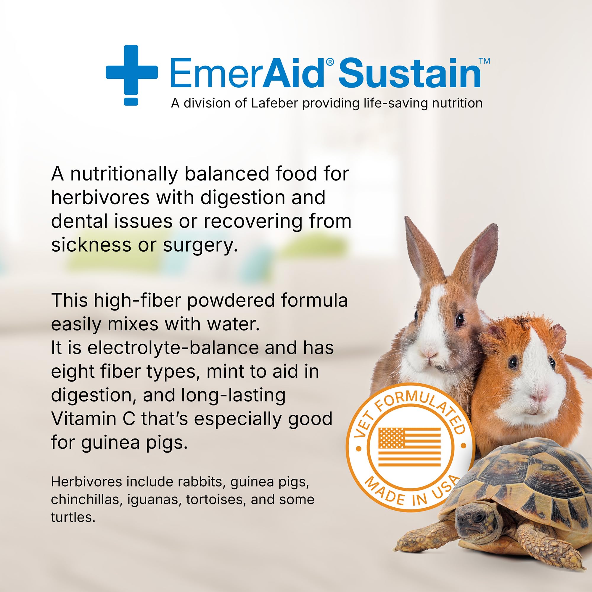 EMERAID Sustain Life Saving Nutrition for Herbivores, Made with Non-GMO and Human Grade Ingredients, 400g Ba
