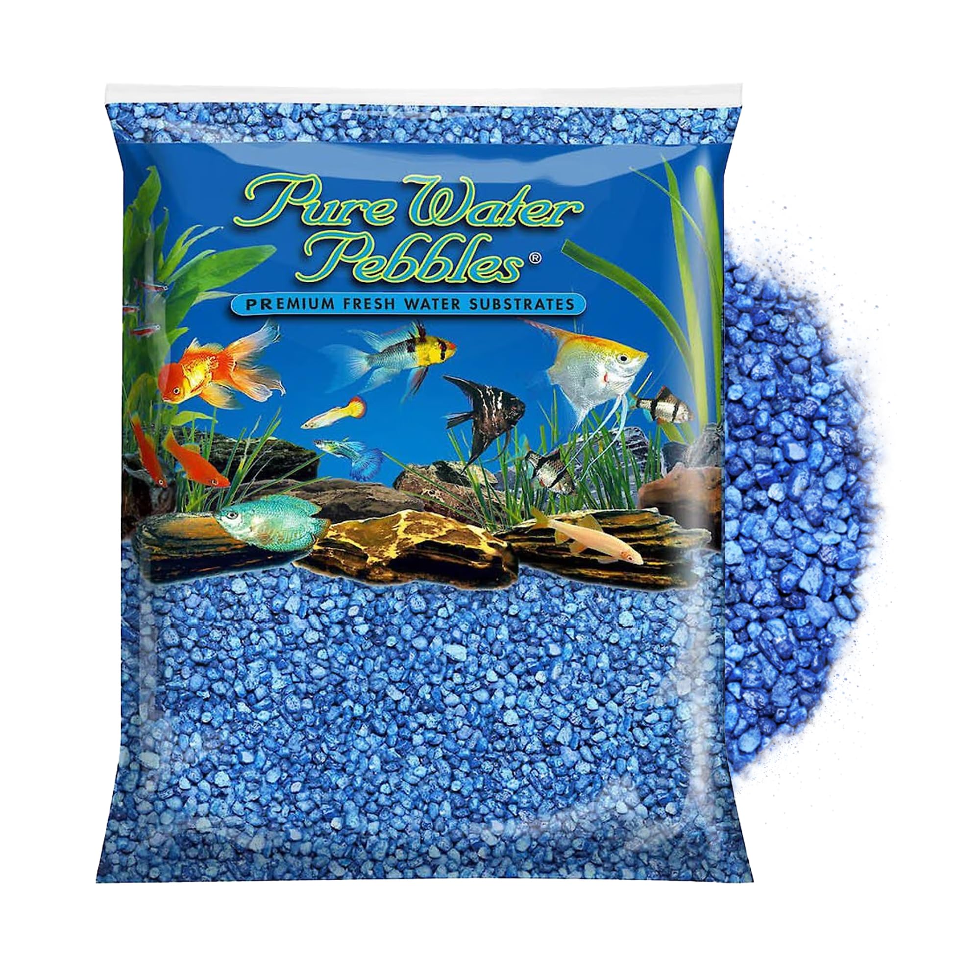 Pure Water Pebbles Neon Blue Aquarium Gravel, 25 Lbs - Premium Fish Tank Gravel, Decorative Aquarium Rocks, Fish Tank Accessories, And Pebbles For Aquariums