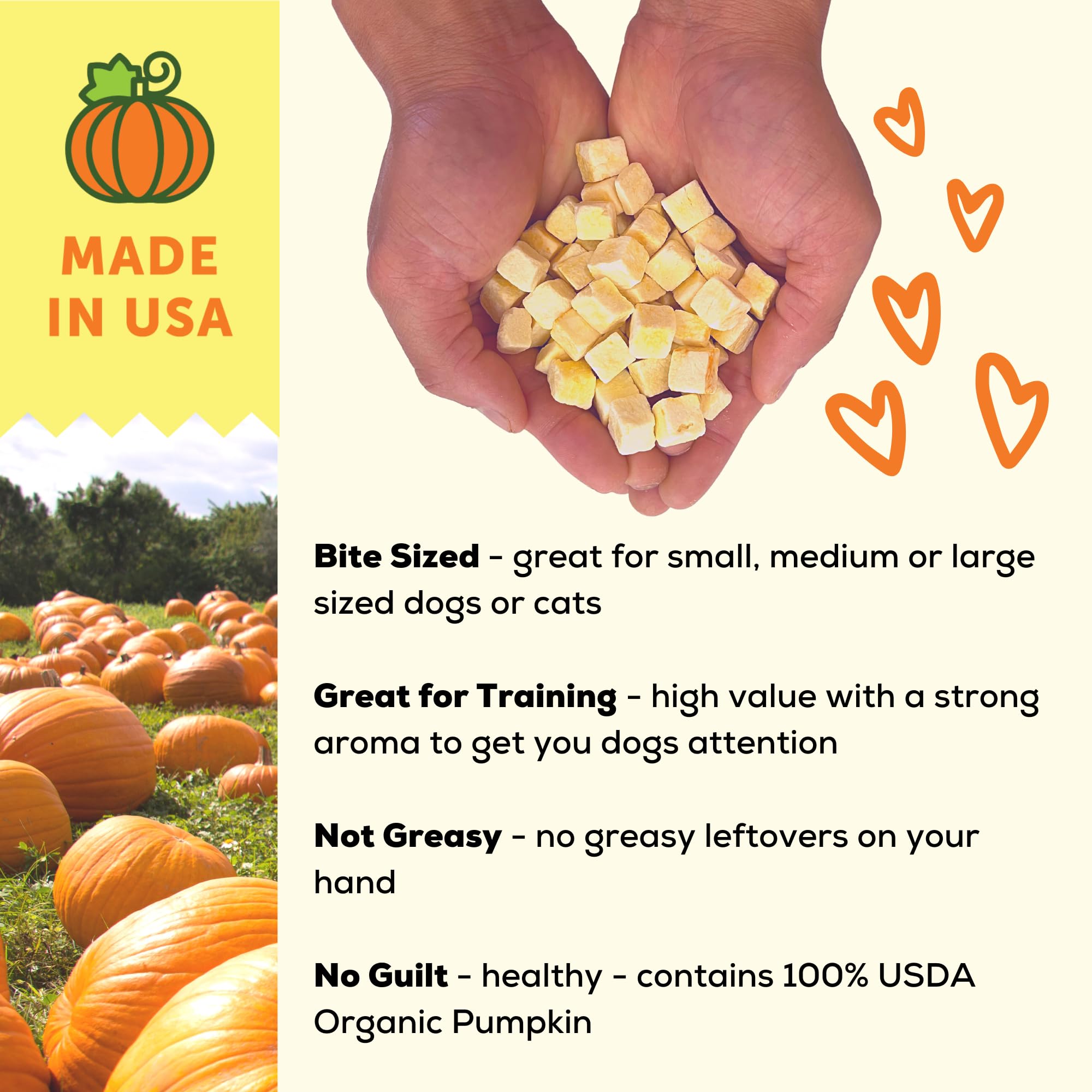 A Better Treat - Freeze Dried Organic Pumpkin Dog and Cat Treats, Organic, Single Ingredient | Natural, Healthy, Diabetic Friend