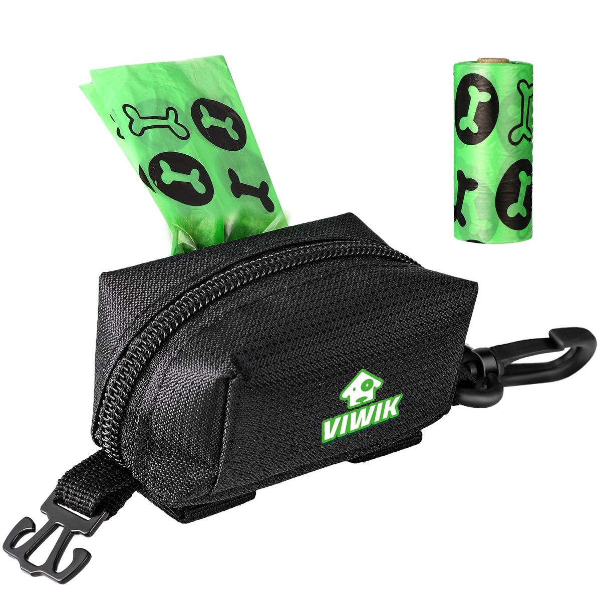 Viwik Dog Poop Bag Holder For Leash, 2 Pack Dog Waste Bag Dispenser With 2 Pet Trash Bags And Carabiner Clip, Doggy Poop Bag Dis