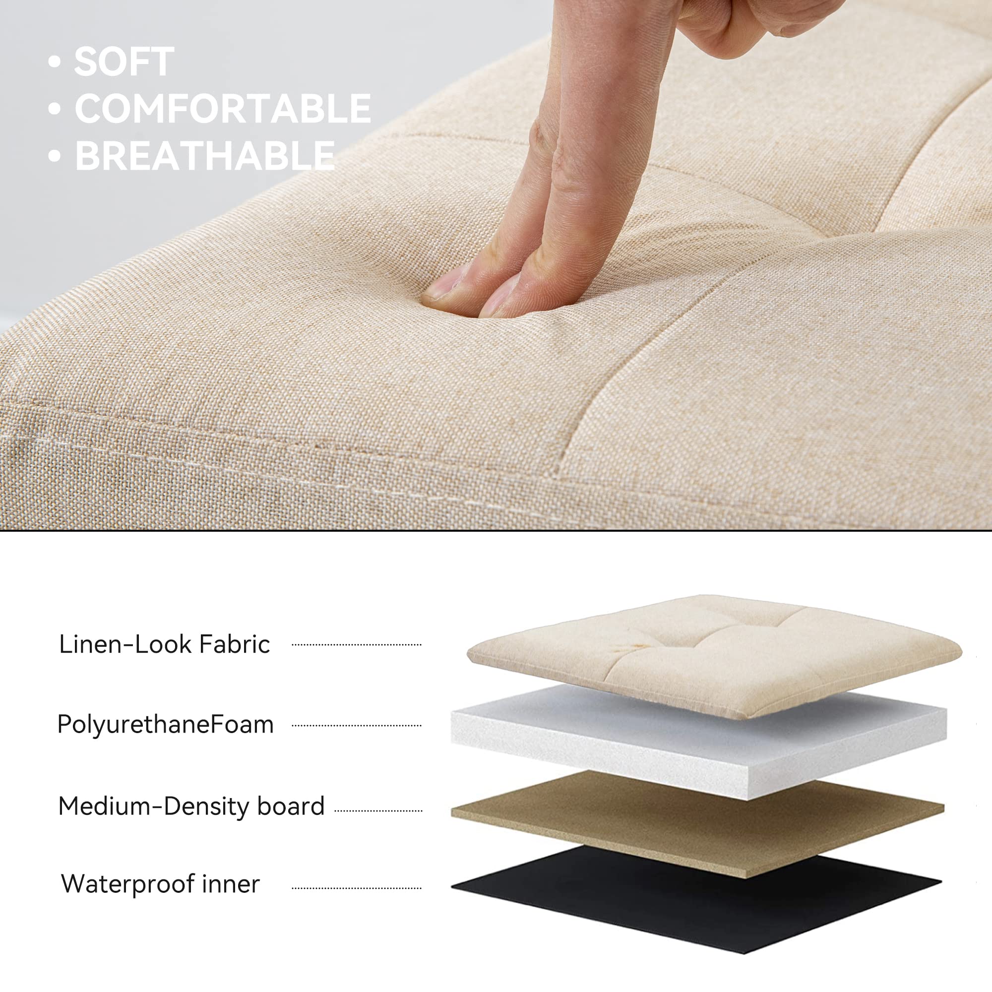 Dr.Futon Cat Litter Box Enclosure Hidden Furniture Ottoman with Lid Dog Proof Cat Litter Box with Litter Mat and Odor Control Fi