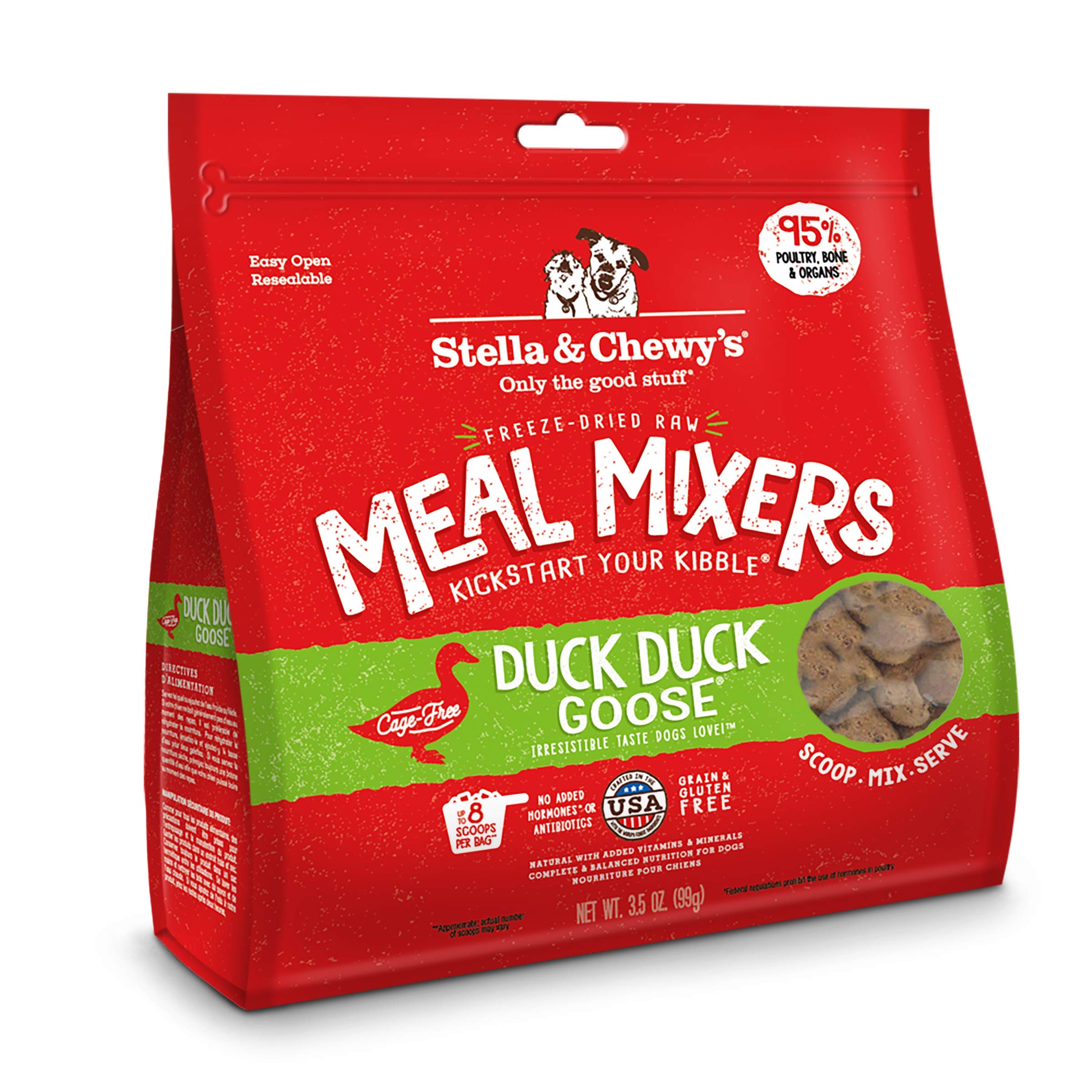 Stella & Chewys Freeze Dried Raw Duck Duck Goose Meal Mixer - Dog Food Topper for Small & Large Breeds - Grain Free, Protein Ri