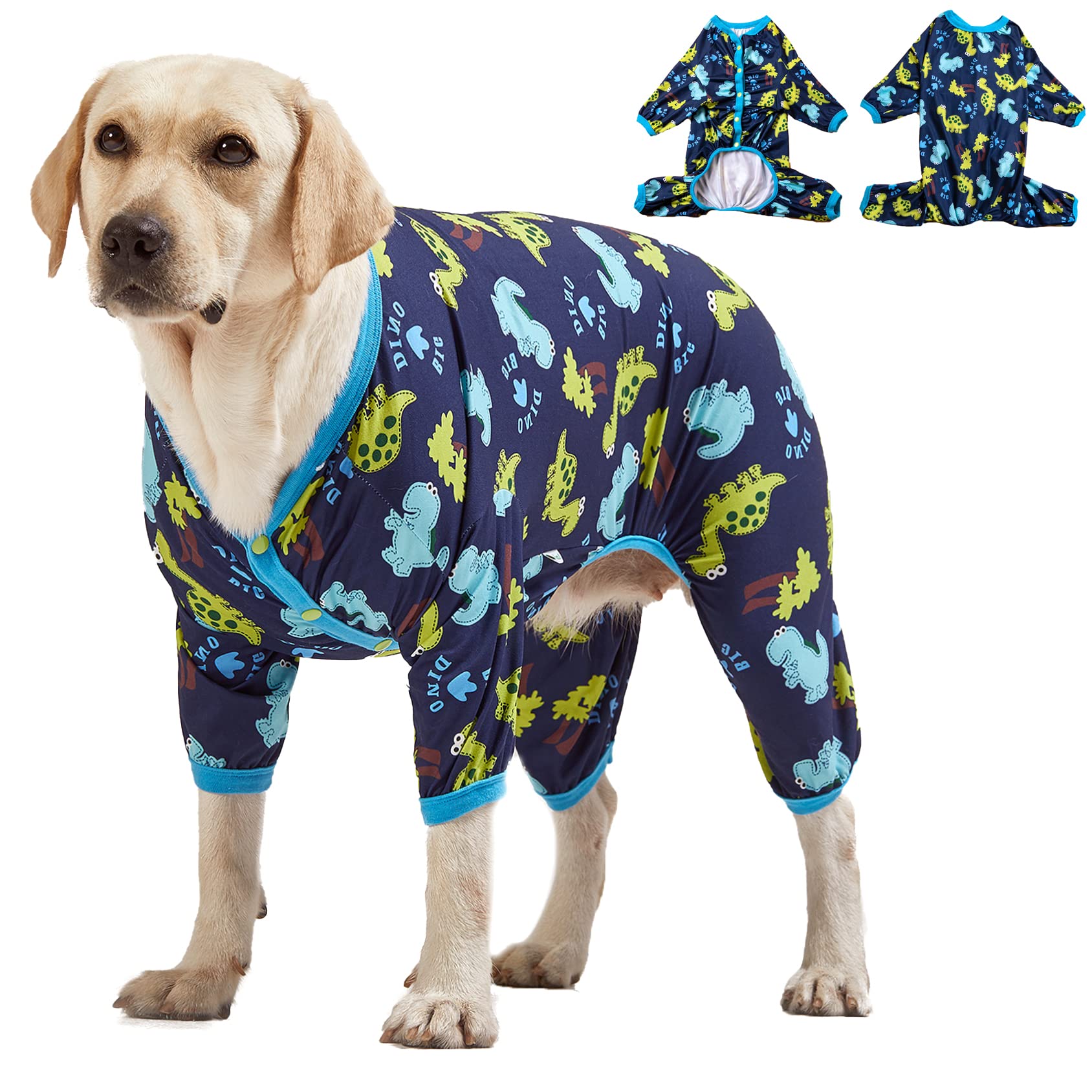 Lovinpet Dog Clothing For Large Dogs: Dinosaur In The Jungle Print, Lightweight Stretchy Knit Pullover Puppy Pajamas, Big Dog On