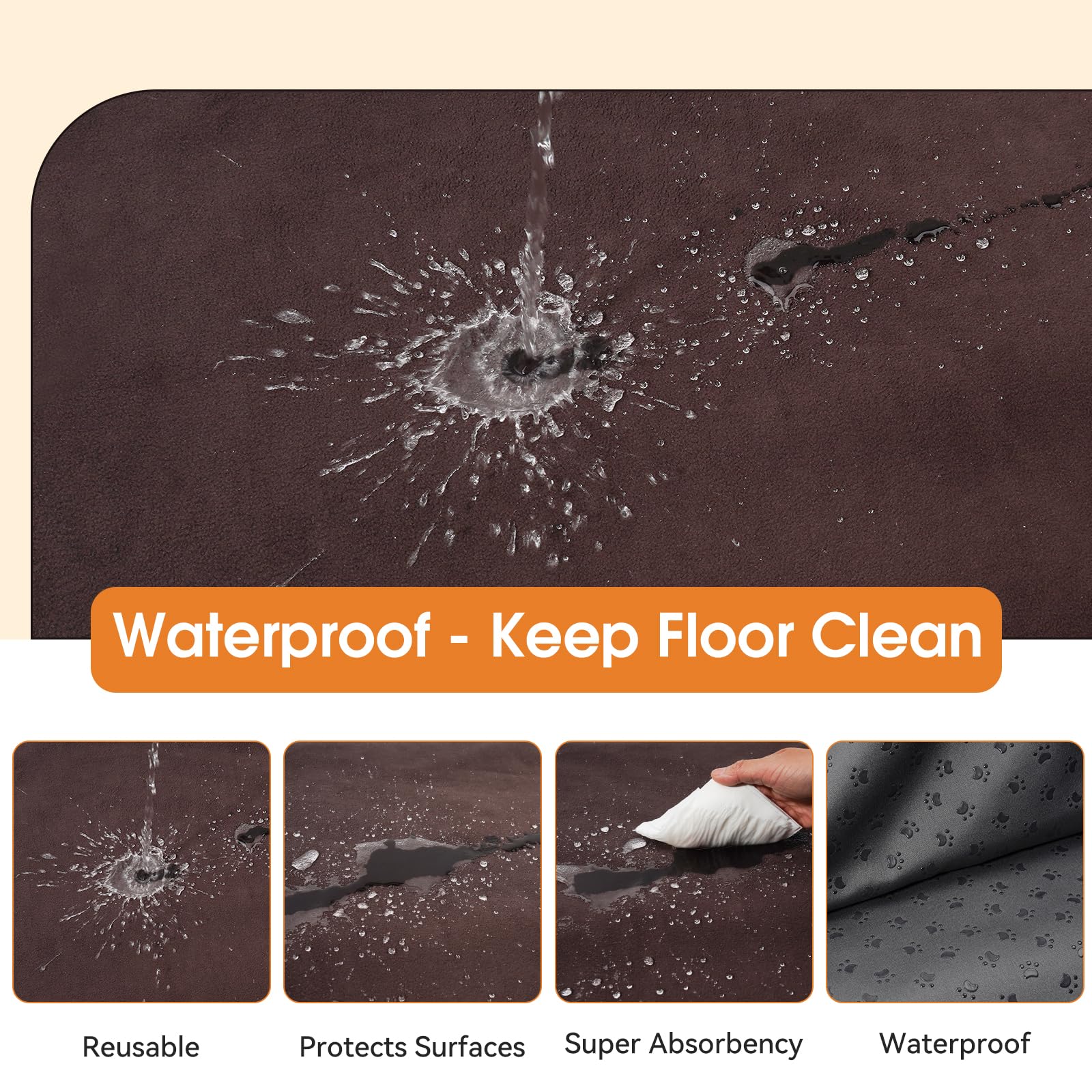 Extra Large Reusable Dog Pee Pad, Washable Pet Whelping Mat With Non-Slip Puppy Playpen, Fast Absorbency, Training Mat For Floor