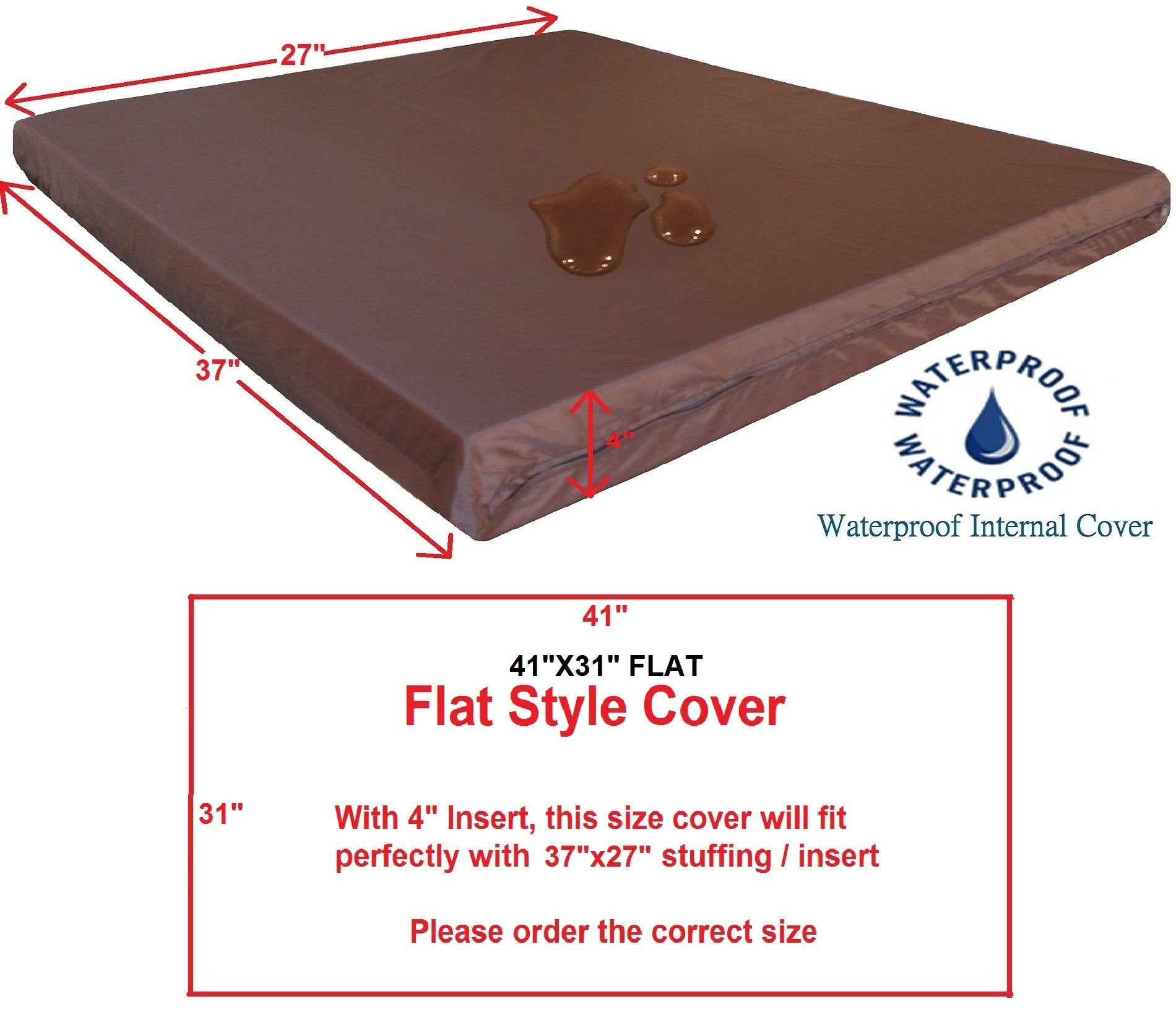 Dogbed4less 2 Pack Internal Duvet case Waterproof Zipper Dog Bed cover for Medium Large 37x27X4 Memory Foam Pad Pet Bed - 41X31