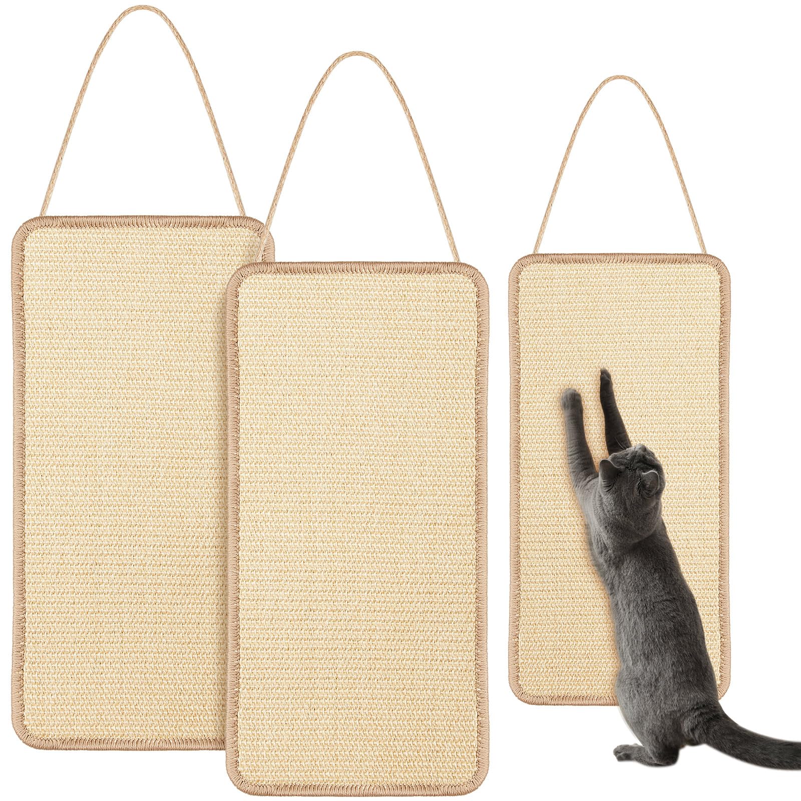 Dansydaisy 2 Pack Sisal Door Cat Scratching Mat Double Use Hanging Scratcher Wall Floor Mount Natural Cat Scratch Mat Kitty Scra