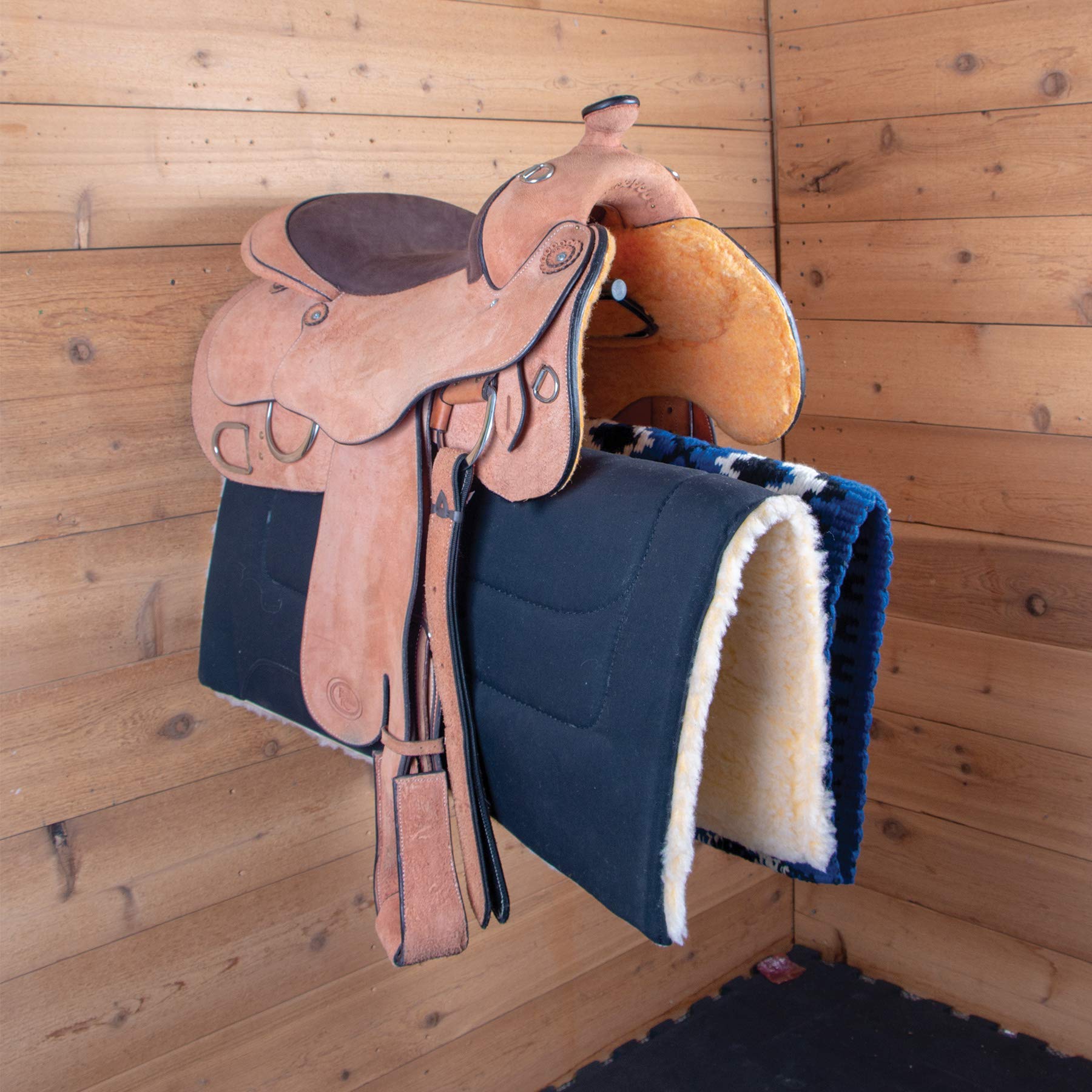 Easy-Up Wall Mount Saddle Rack With Double Pad Bar | Holds Western And English Saddles | Air And Dry Out After Riding | Mounts E