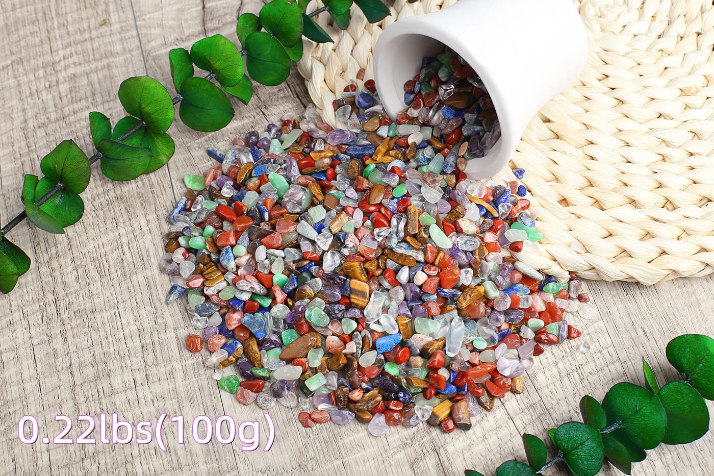 ZHIYUXI Chakra Crystal Vase Filler Crystal Chips Stone for Decoration Succulent Plants Vase Fish Tank Gravel Crushed Crystals Ch