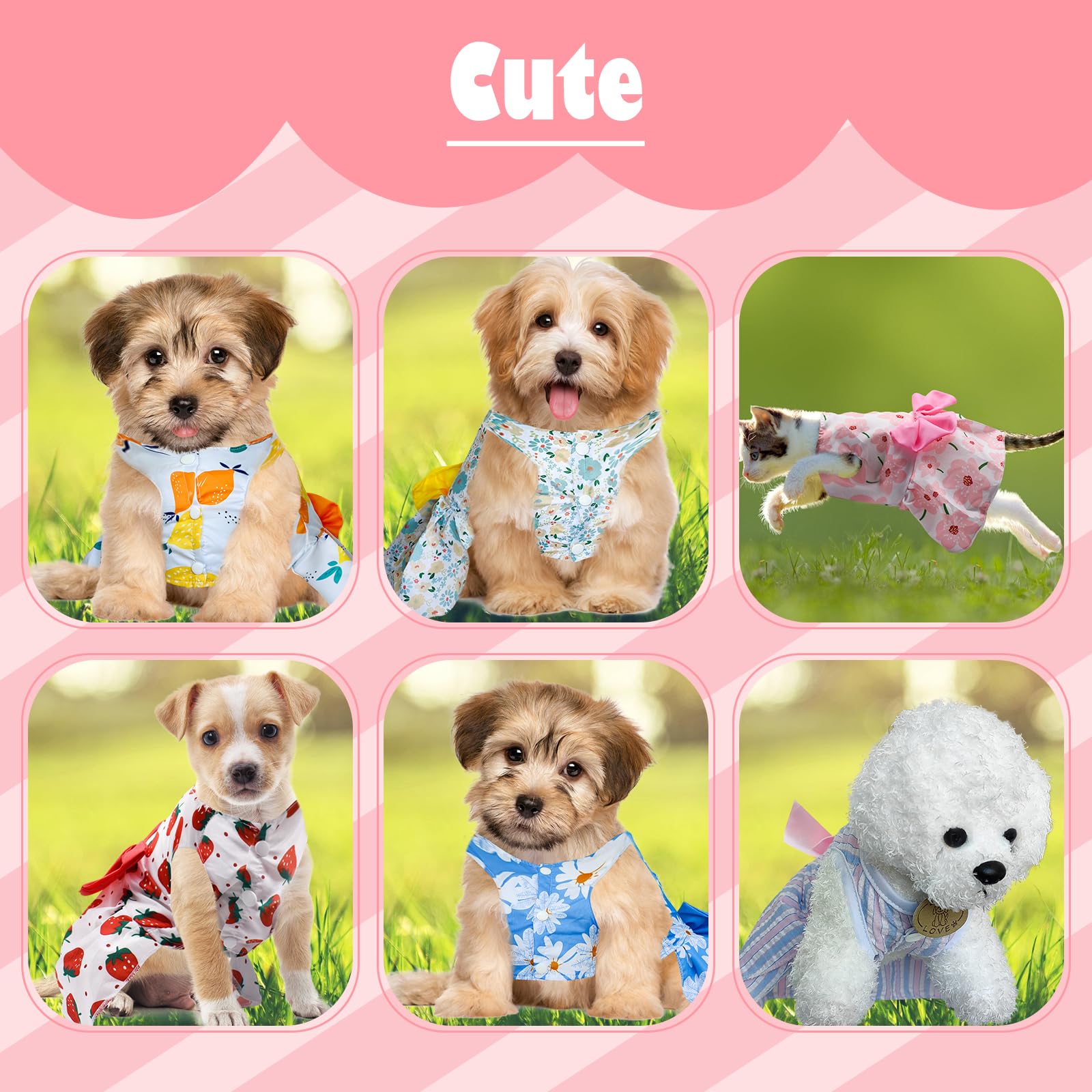 Katolk 6 Pieces Dog Dresses For Small Dogs Girls, Cute Princess Puppy Kitten Dog Dresses With Flowers And Bowknot For Pet Cats,