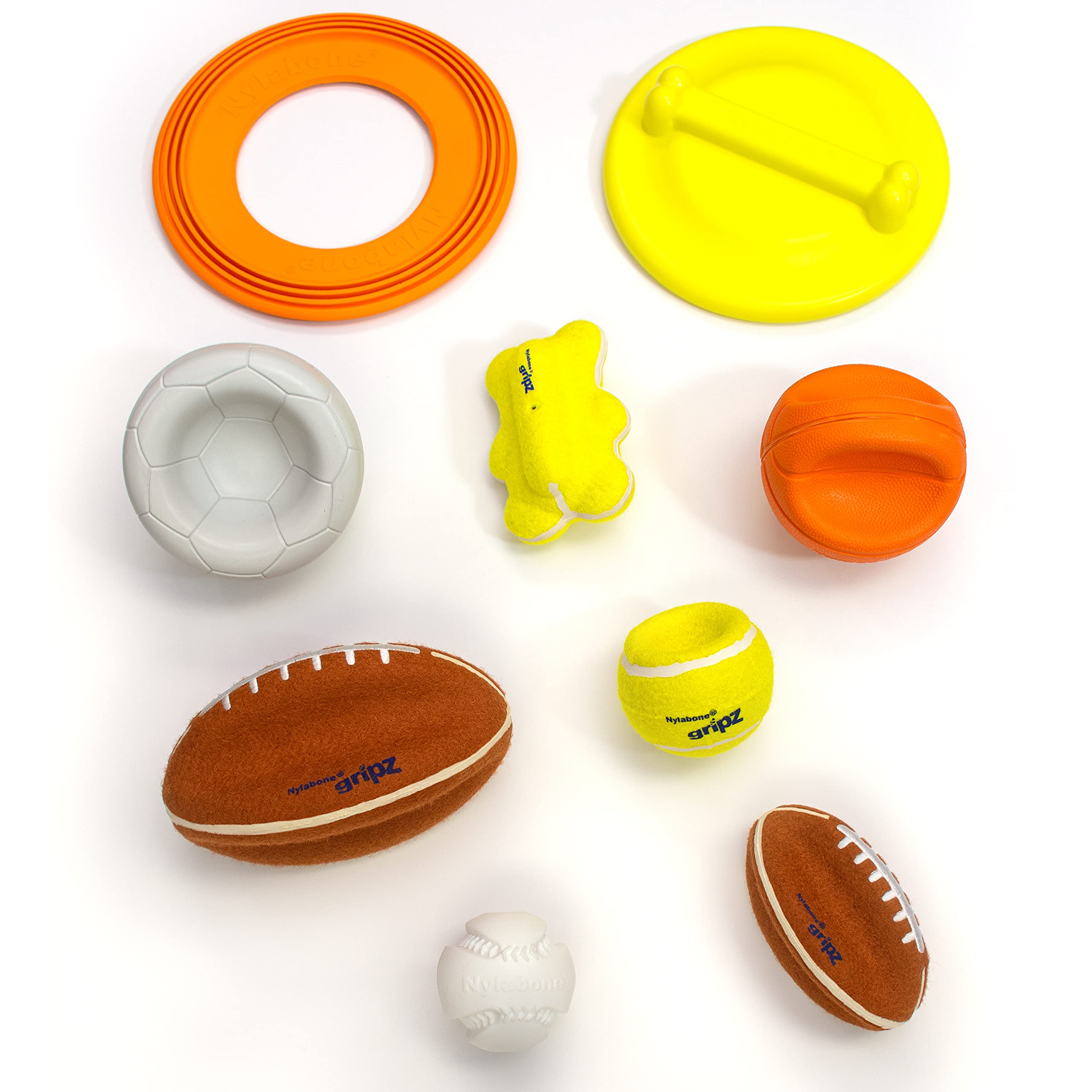 Nylabone Power Play Gripz Rubber Fetch Toy, Squeaky Basketball for Dogs, Medium, Orange, Model NPLY008P