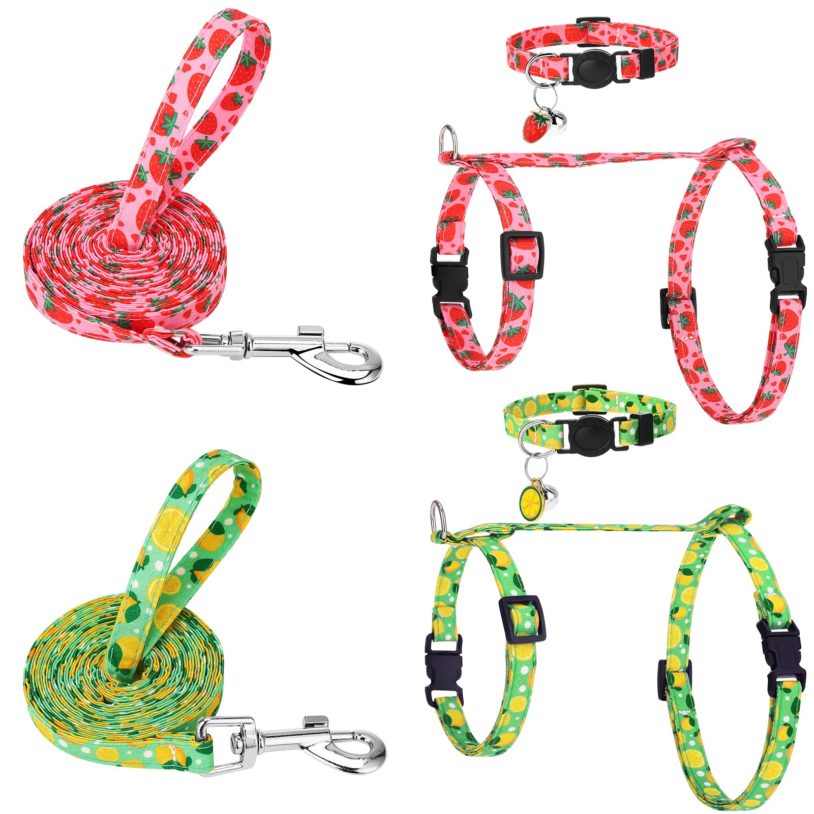 2 Pack Cat Harness and Leash, Escape Proof Adjustable Cat Harness with Leash Collar, Lightweight Soft and Comfortable, for Small