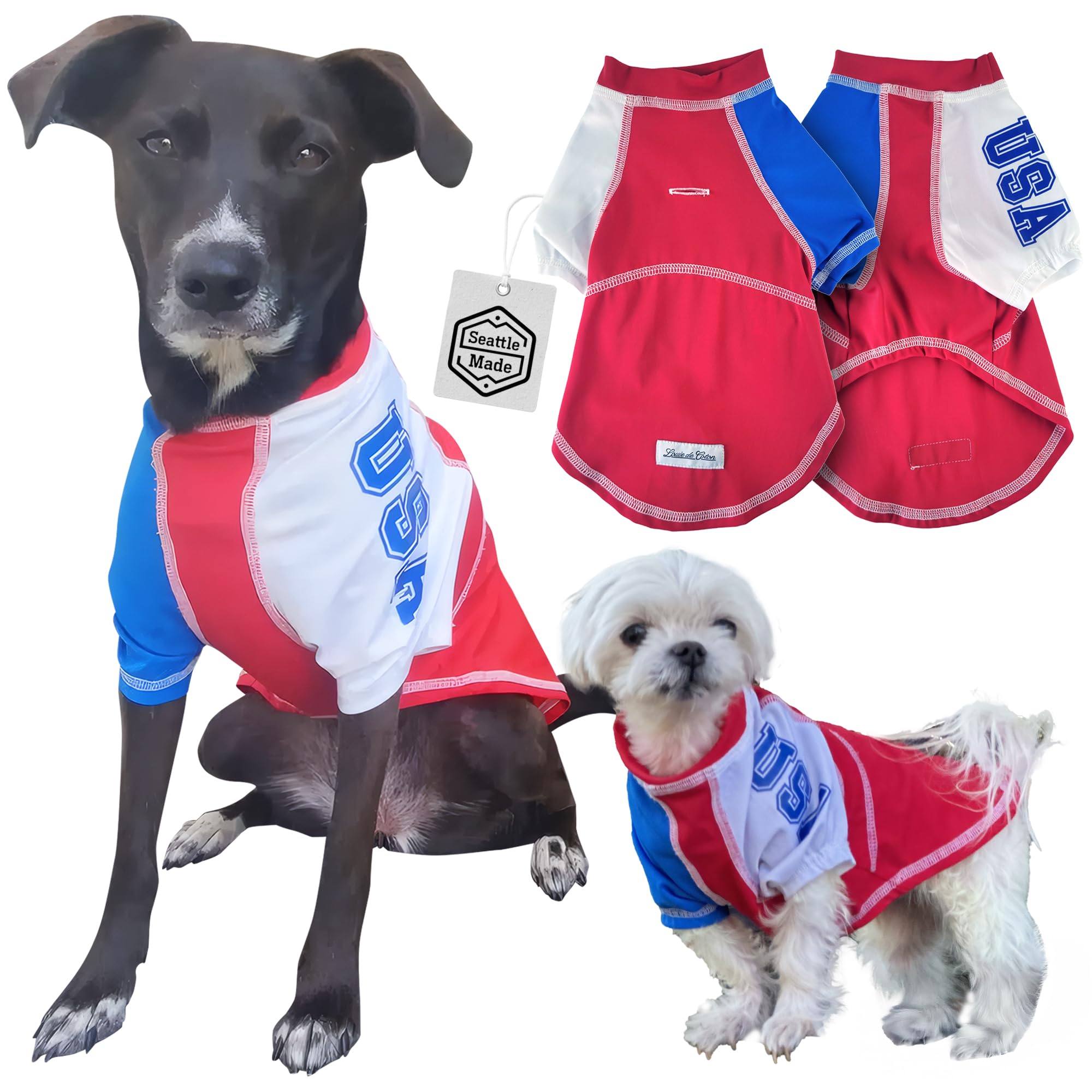Louie De Coton Made In Usa Quality Cooling Upf50+ Sun Shirts For Dogs, Max Uv Protection From Sunburn, Light Weight, Breathable,