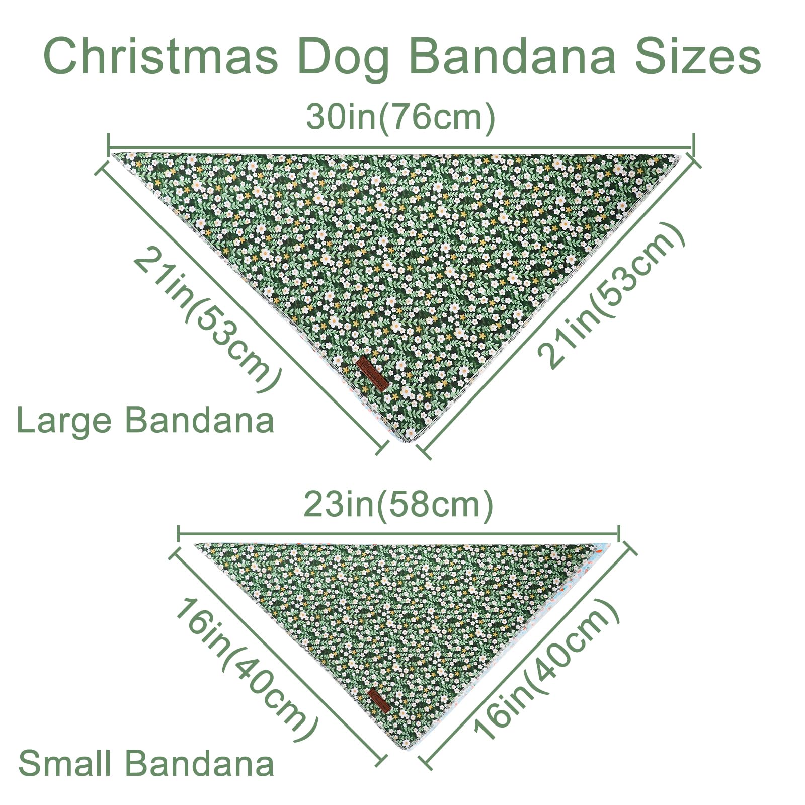 Up Urara Pup Summer Dog Bandana,Cute Pet Bandana With Flower Pattern,Adjustable Green Puppy Dog Bibs,Washable Triangle Dog Scarf