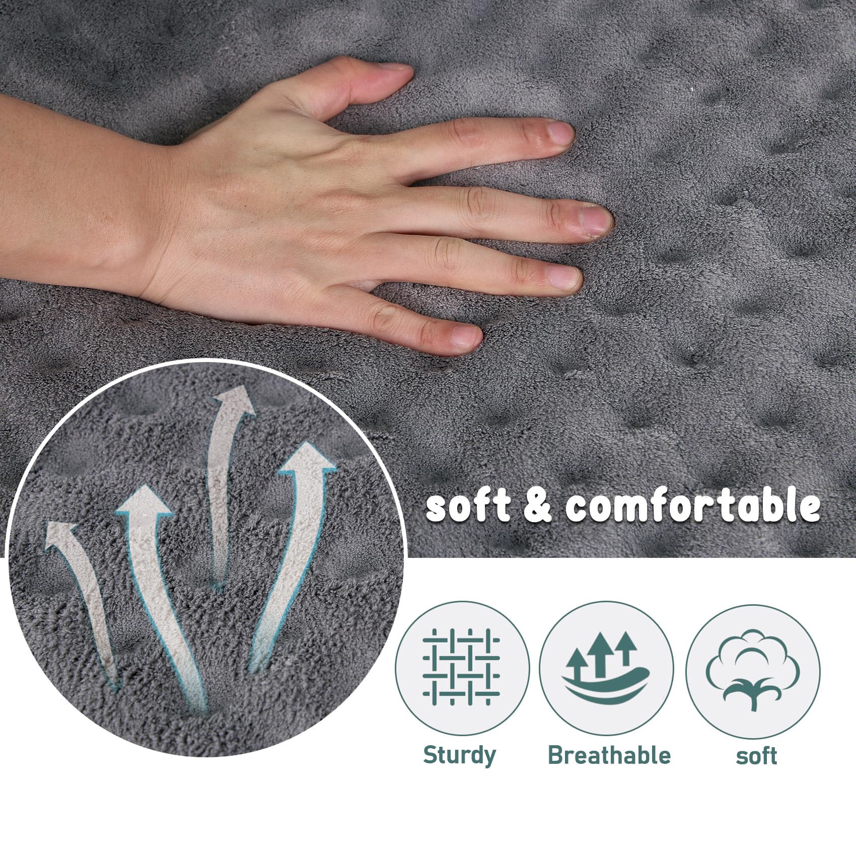 Pagged Gray Dog Crate Pad 48X30 Inch Memory Foam Large Dog Kennel Bed Soft Flannel Washable Anti Slip Puppy Sleeping Mat,Grey