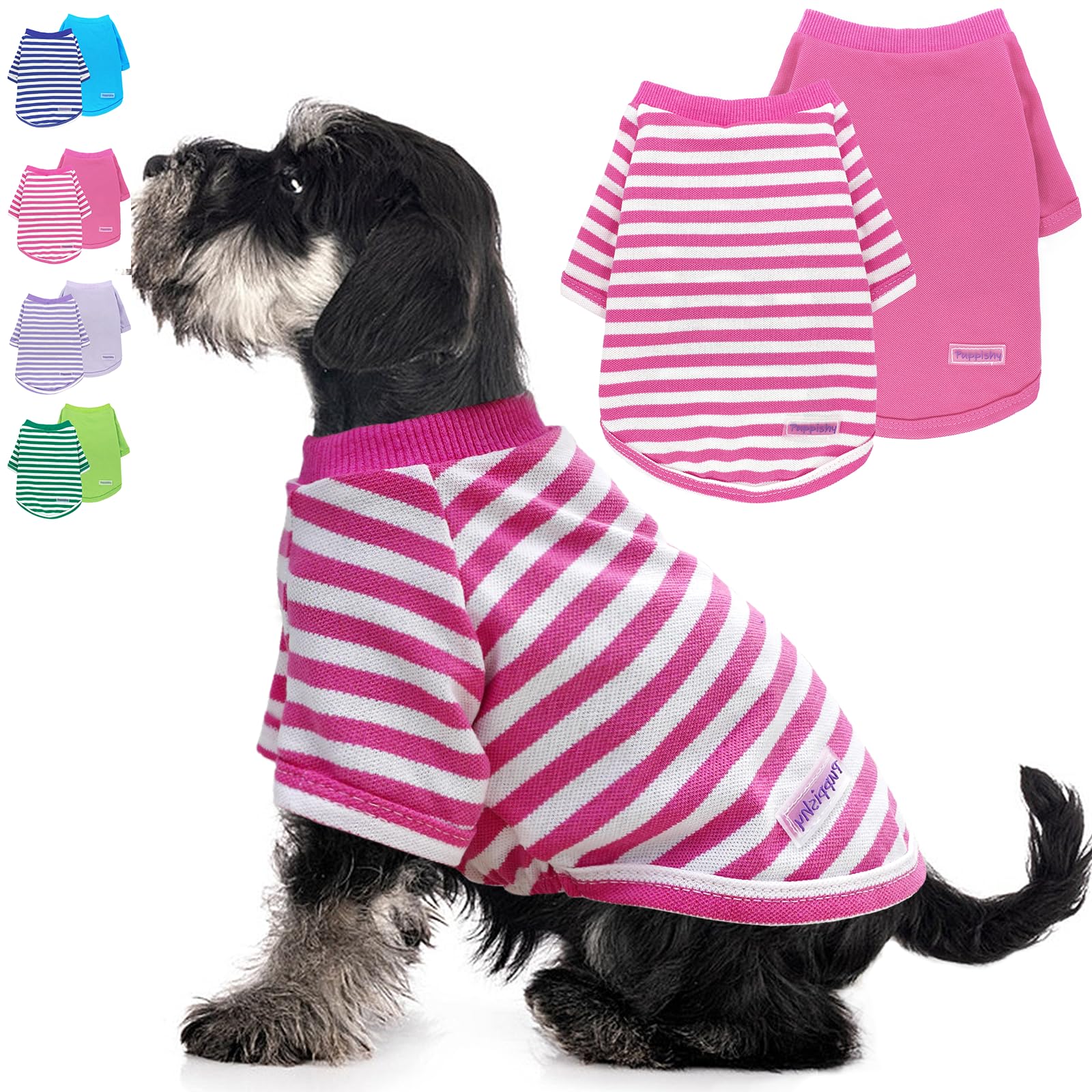 2 Pieces Stripe Dog Clothes For Small Dogs Summer Dog Shirt Cute Soft Puppy Clothes Bresthable Chihuahua Cat Clothes Xs~Xxl Pet 
