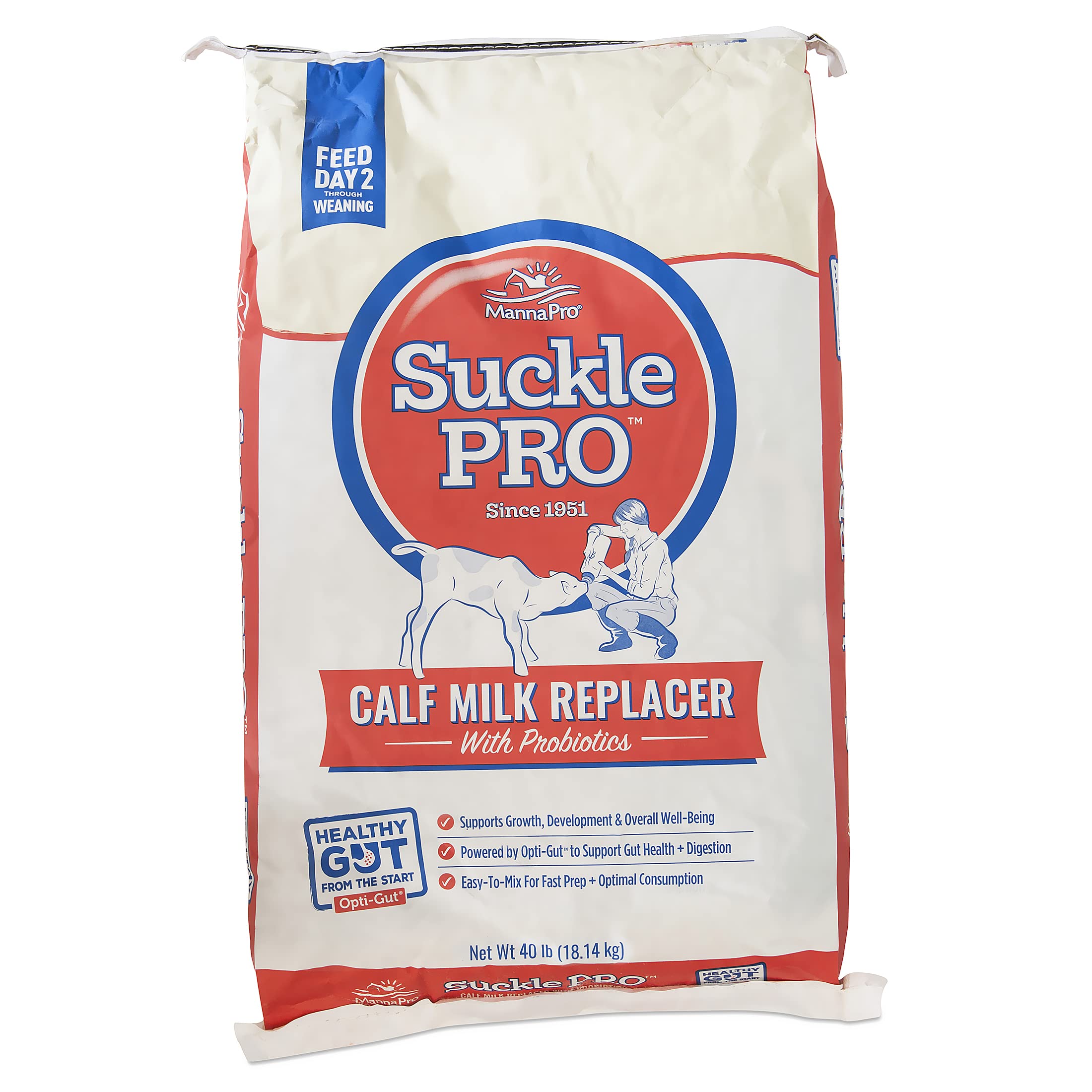 Manna Pro Suckle Pro Calf Milk Replacer - 22% Protein with Probiotics - 40 lb