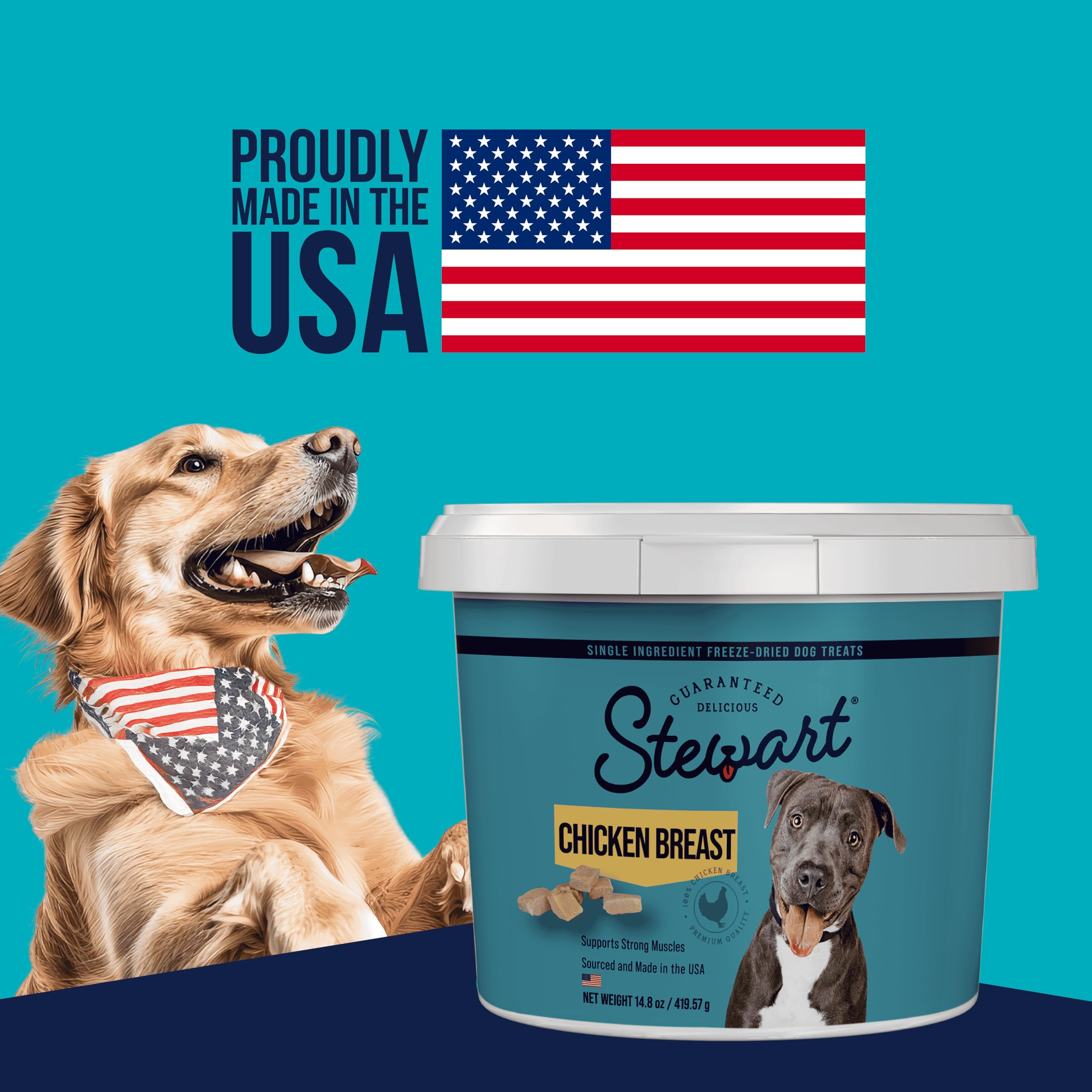 Stewart Chicken Breast Dog Treats, 3 oz, ~55 Pieces, Freeze Dried Raw, Single Ingredient, 74% Protein Training Treats or Meal To