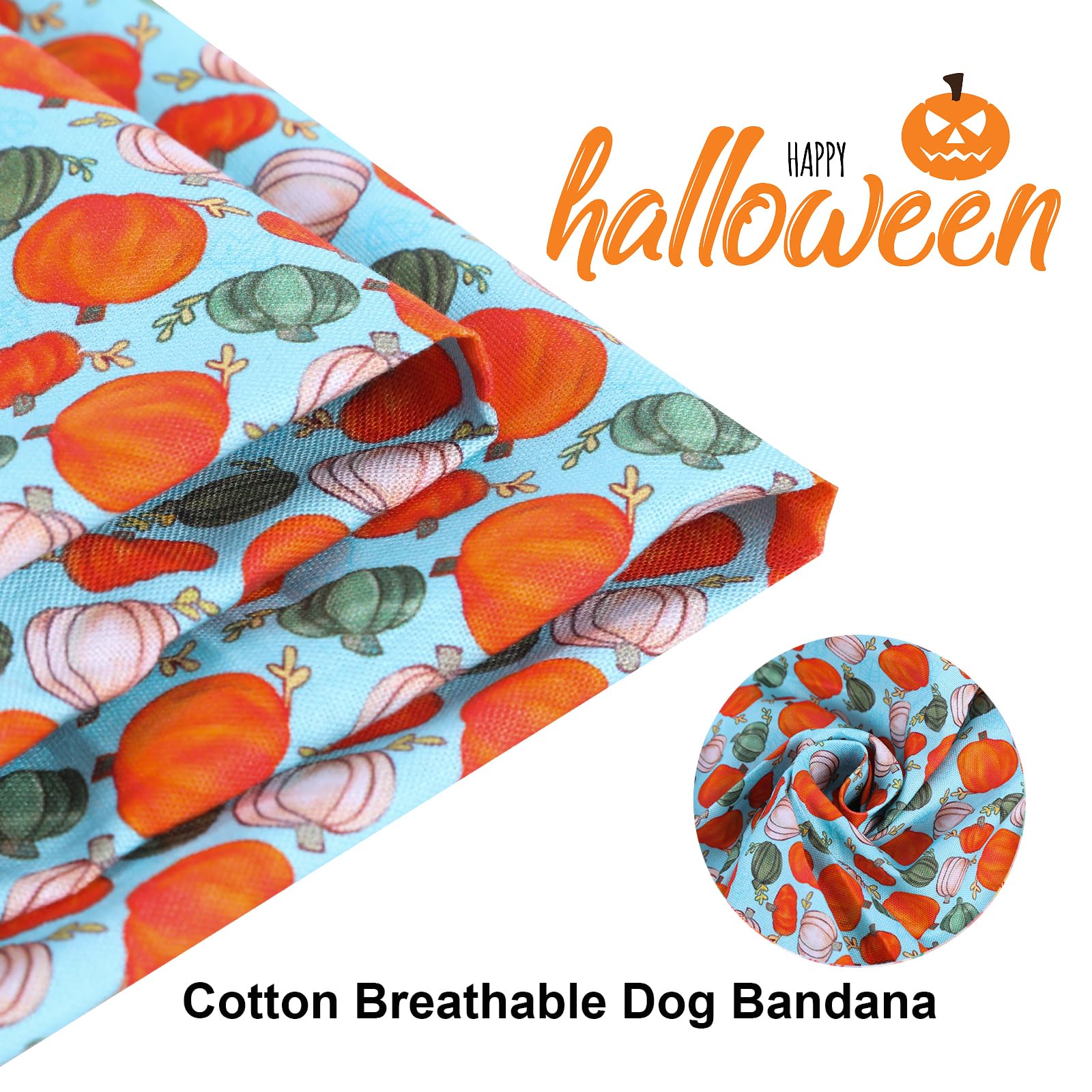 Aring Pet Halloween Dog Bandana, Cotton Pumpkin Dog Bandanas, Soft Comfortable Halloween Pet Scarf Dog Triangle Bibs For Small T