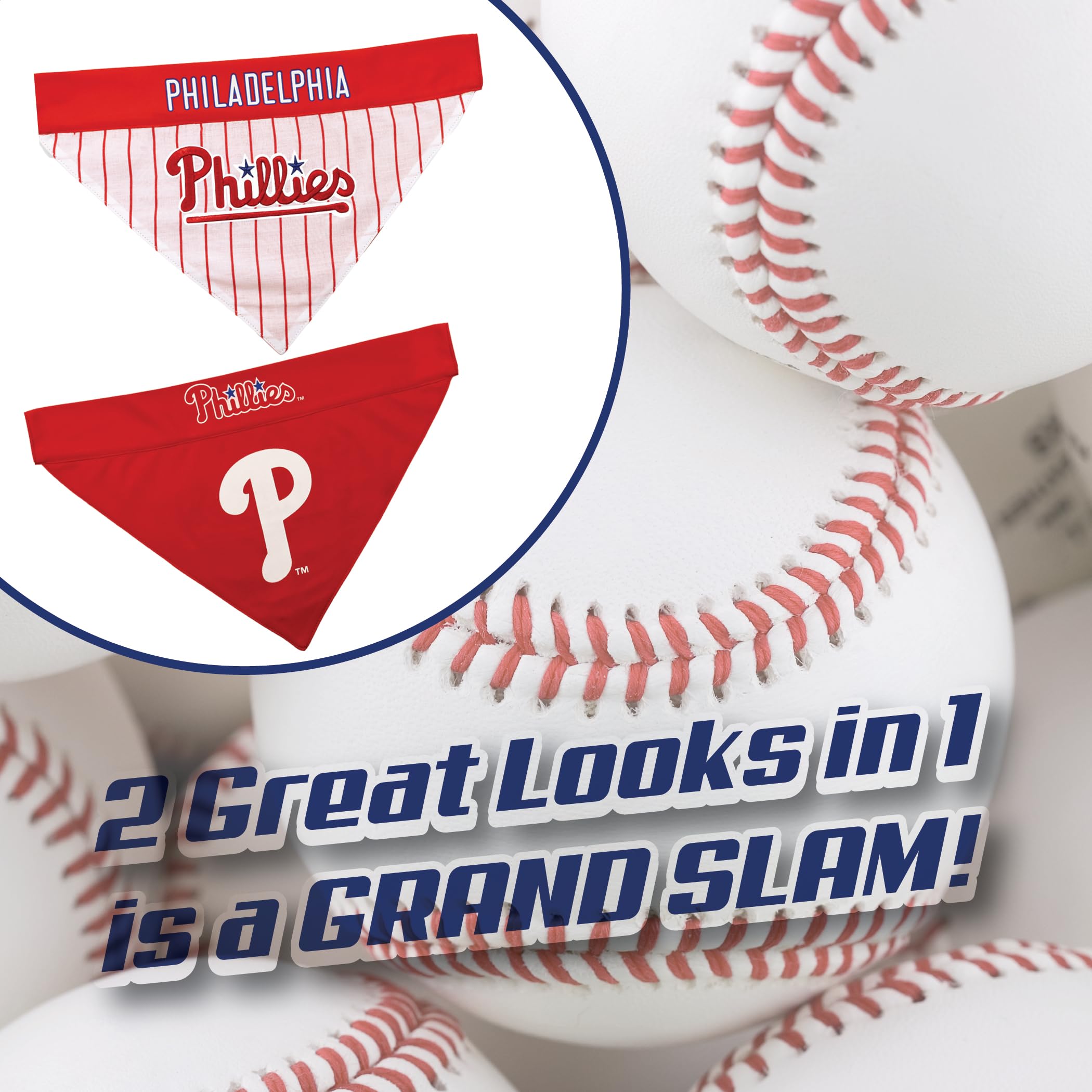 Pets First Php-3217-L-Xl Mlb Philadelphia Phillies Reversible Pet Bandana, Large/X-Large, Mlb Team Color