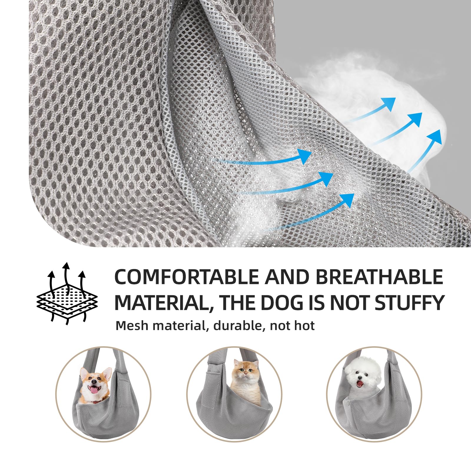 Dog Carrier Sling - Ultra Breathable Reversible Puppy Carrier Purse with Storage Pocket, Travel Safety Harness, Hand-Free Dog Sl