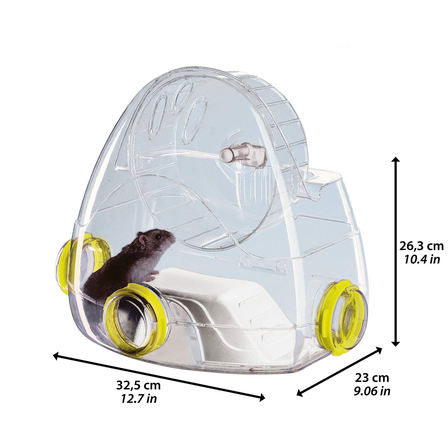 Ferplast Modular Hamster Gym Add-On Unit, Includes Exercise Wheel & 3 Connecting Ports, 12.7L X 9.06W X 10.4H Inches, Clear