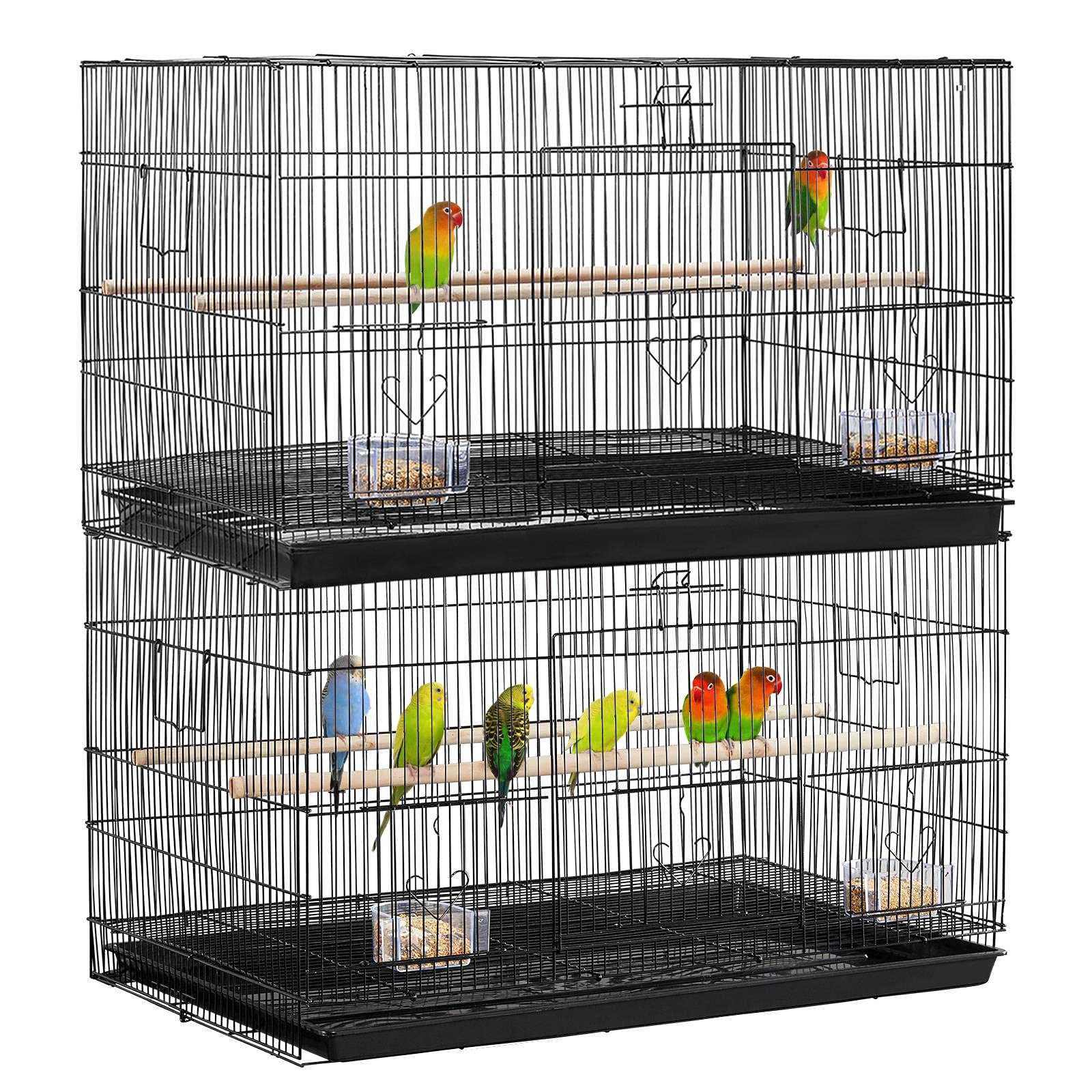 Yaheetech Pack of 2 Stackable Rectangle Breeding Flight Parakeet Bird Cage for Finches Budgies Cockatiels Conures Lovebirds Cana