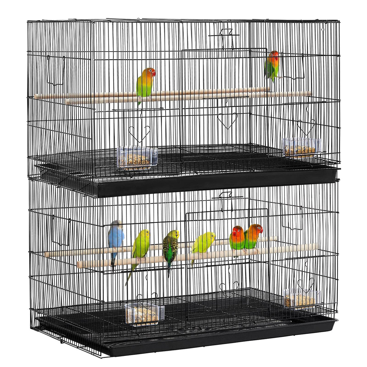 Yaheetech Pack Of 2 Stackable Rectangle Breeding Flight Parakeet Bird Cage For Finches Budgies Cockatiels Conures Lovebirds Canaries Parrots W/Slide-Out Tray