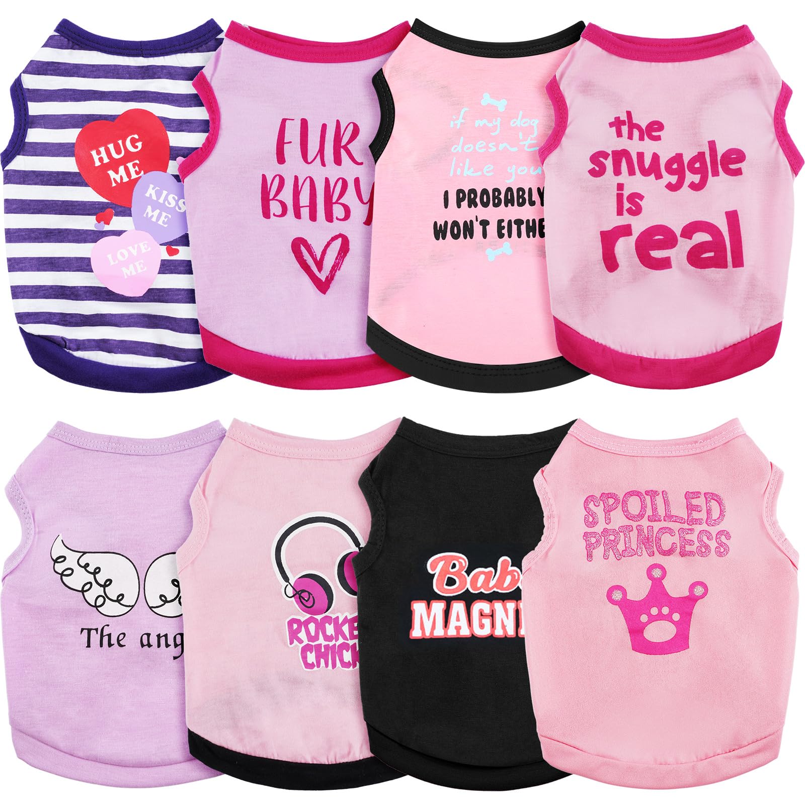Reginary 8 Pieces Pet Shirts Summer Printed Puppy Dog Shirt Soft Pullover Cute Dog Sweatshirts Puppy Girl Female Clothes Outfits