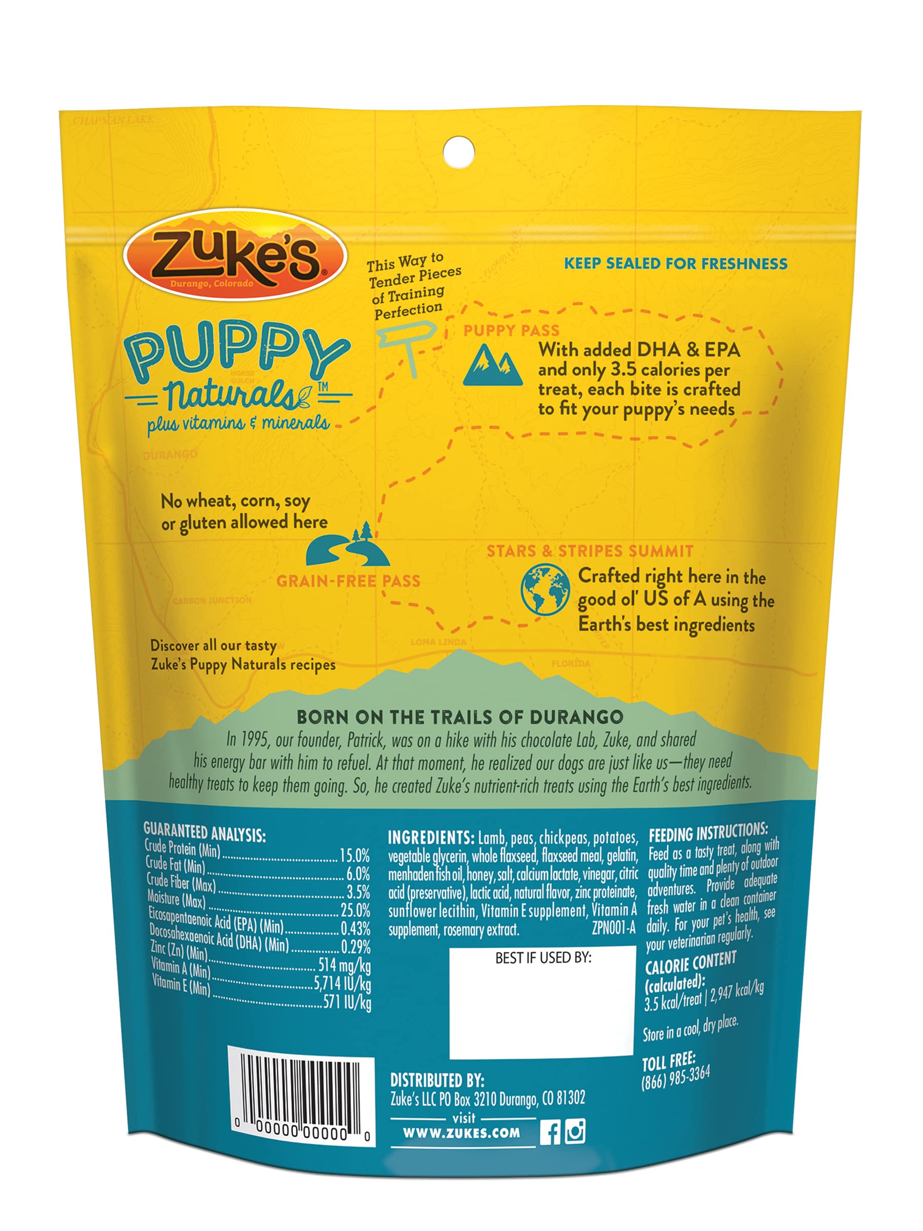 Zukes Puppy Naturals Dog Treats Lamb & Chickpea, 5 Ounce (Pack of 2)
