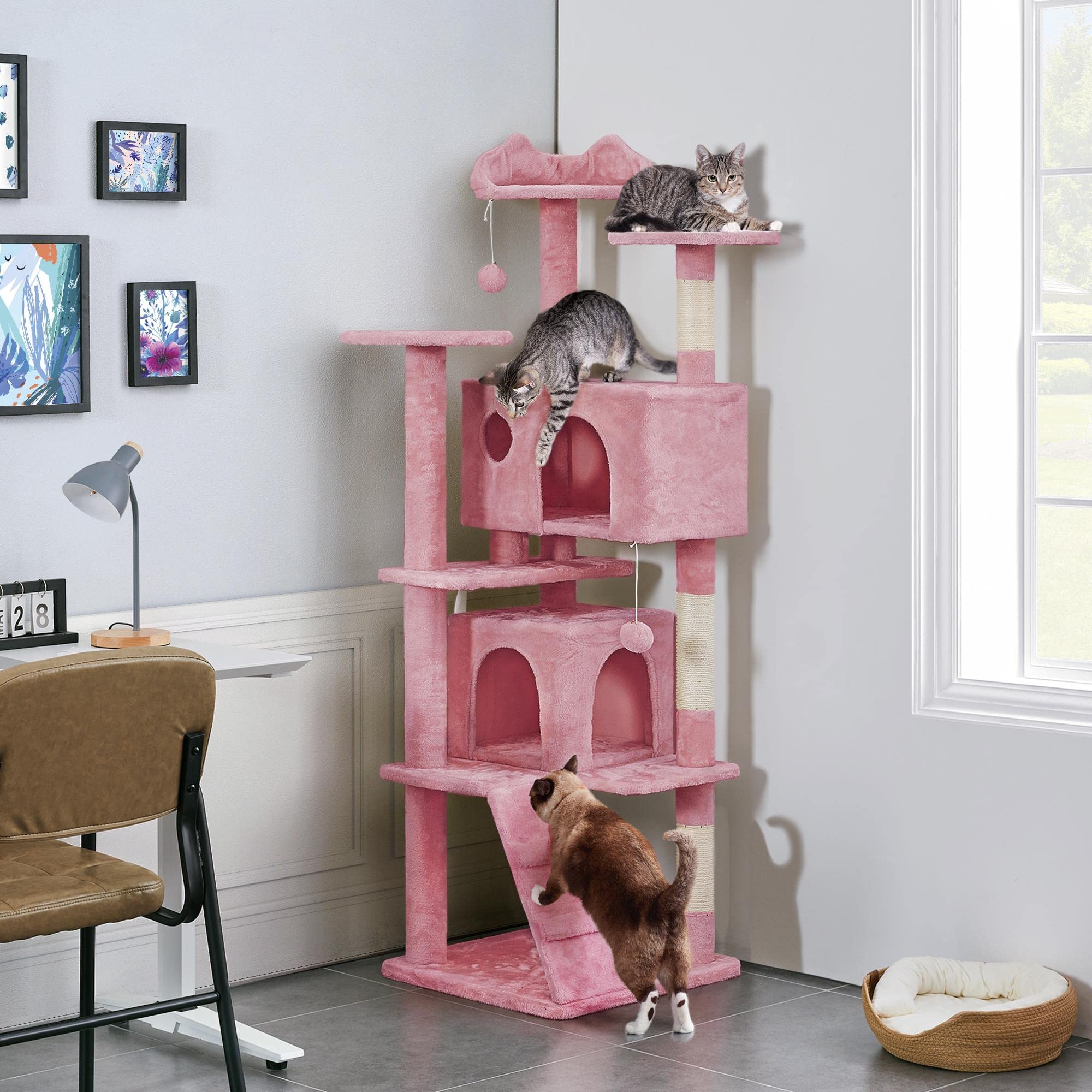 Topeakmart 70In Cat Tree, Multi-Level Cat Tower With Scratching Post Dangling Ball And Condos Cat Furniture For Indoor Cats, Pin