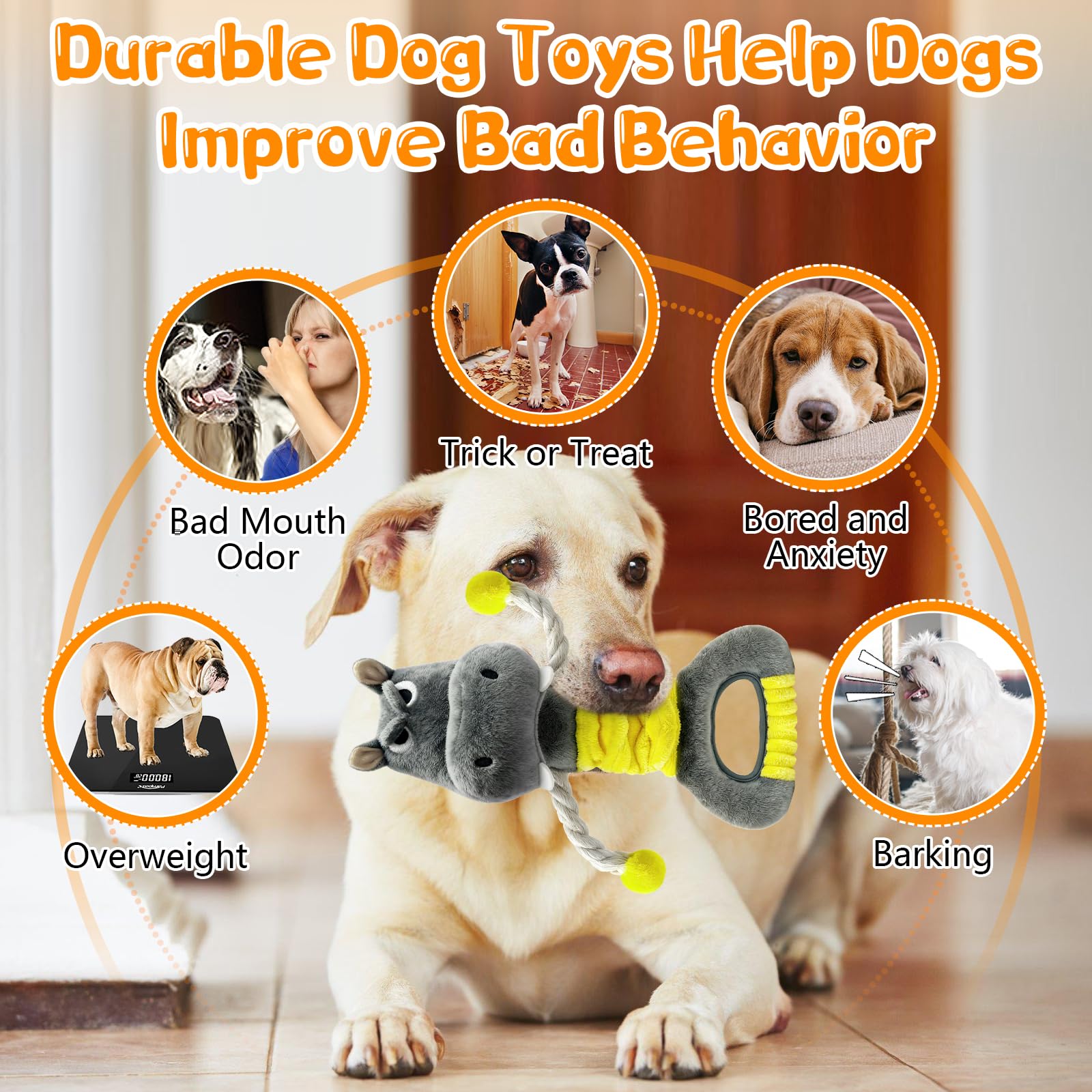 Fuufome Large Squeaky Plush Dog Toys for Small, Medium, and Large Dogs Daily Companionship, Training, Tug of War Puppy Toys to K