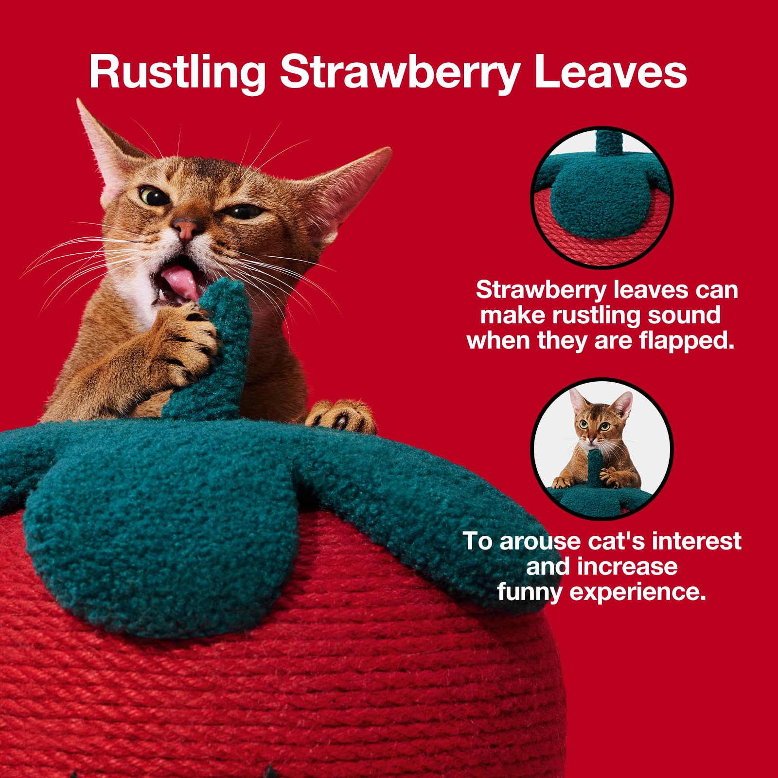 Vetreska Strawberry Cat Scratching Post, Cute Cat Scratcher With Sisal Rope, Vertical Cat Scratch Post For Indoor Cat And Kitten